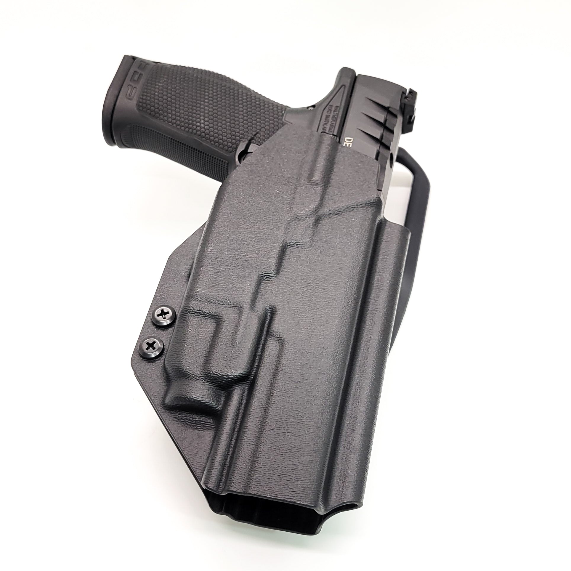 For the best outside waistband OWB Kydex duty or competition style holster designed to fit the Walther PDP 5" Full-Size, PDP Compact 5", and PDP Pro SD 4.5" pistols with the Streamlight TLR-7A or TLR-7 mounted on the firearm, shop Four Brothers Holsters. Cut for red dot sights, adjustable retention, and open muzzle for threaded barrel or compensator