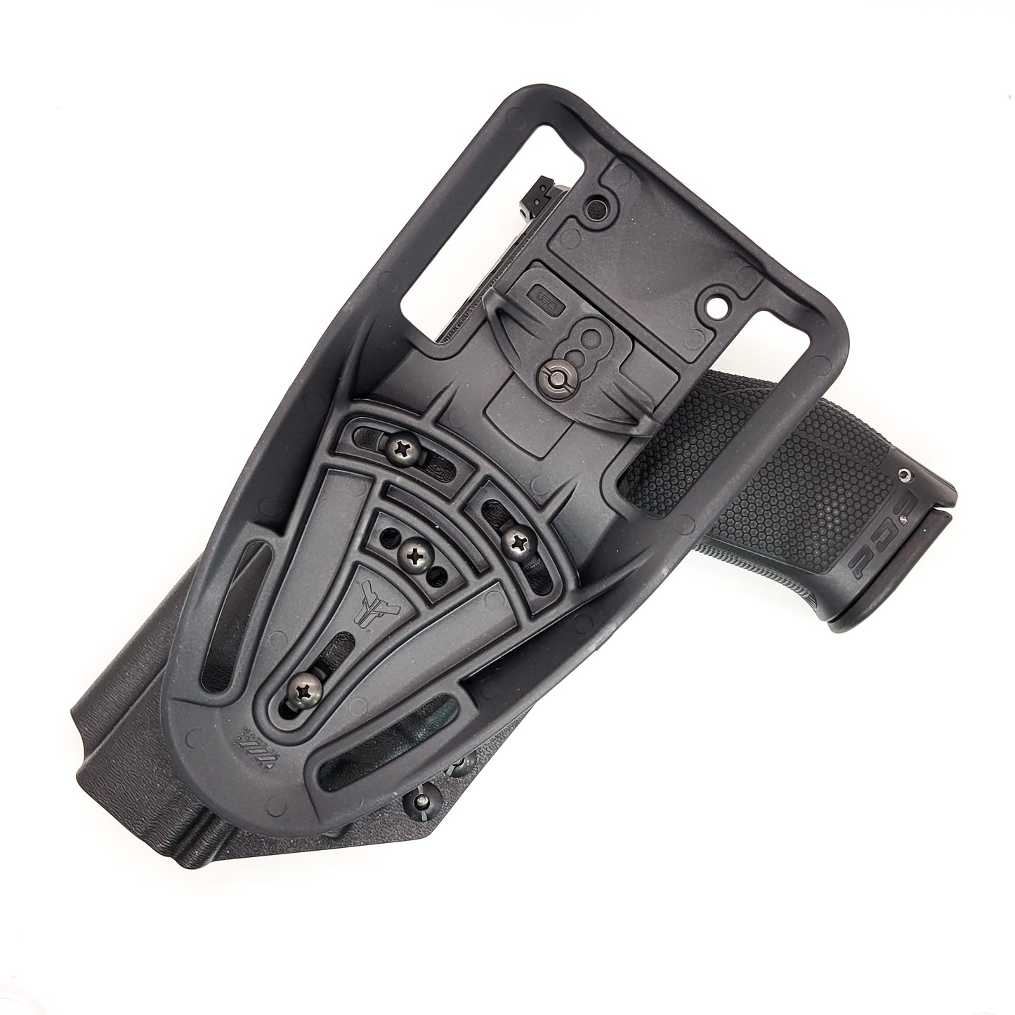 For the best outside waistband OWB Kydex duty or competition style holster designed to fit the Walther PDP 5" Full-Size, PDP Compact 5", and PDP Pro SD 4.5" pistols with the Streamlight TLR-7A or TLR-7 mounted on the firearm, shop Four Brothers Holsters. Cut for red dot sights, adjustable retention, and open muzzle for threaded barrel or compensator