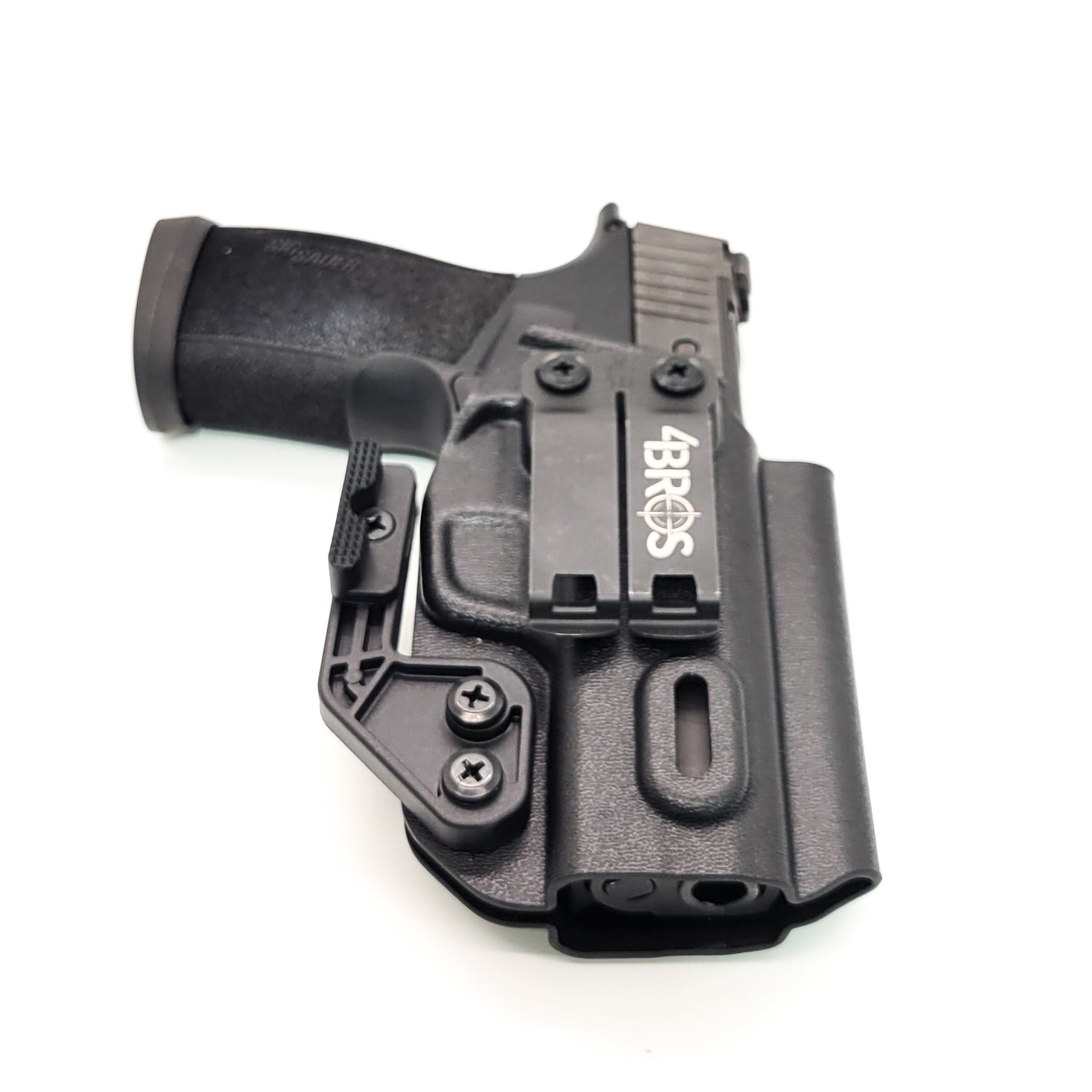For the 2023 best Inside Waistband IWB AIWB Kydex Holster designed to fit the Sig Sauer P365-XMACRO TACOPS, P365-XMACRO COMP, P365-XMACRO, and P365-XMACRO COMP ROMEOZERO ELITE handgun, shop Four Brothers Holsters.  Full sweat guard, adjustable retention. Open muzzle for threaded barrel and cleared for red dot sights. 
