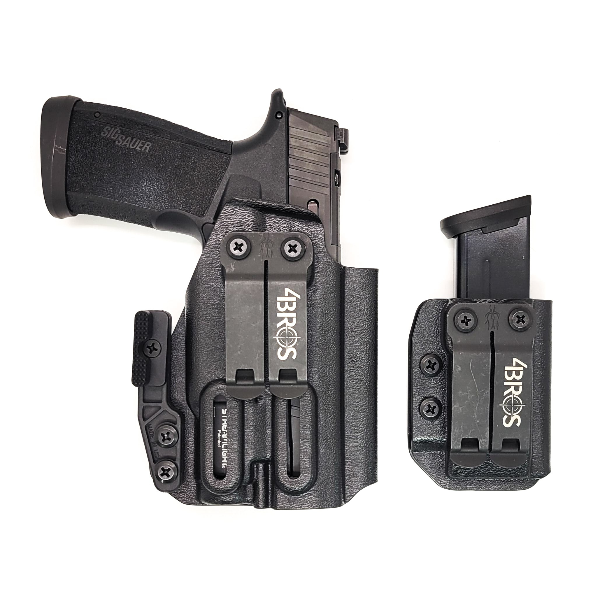 For the best IWB, AIWB, Appendix Inside Waistband Holster and Magazine Carrier combination package of 2023 designed to fit the Sig Sauer P365-XMACRO, P365-XMACRO COMP, P365-XMACRO TACOPS, and P365-XMACRO COMP ROMEOZERO ELITE with the Streamlight TLR-7 Sub shop Four Brothers Holsters. In stock, ships next business day.