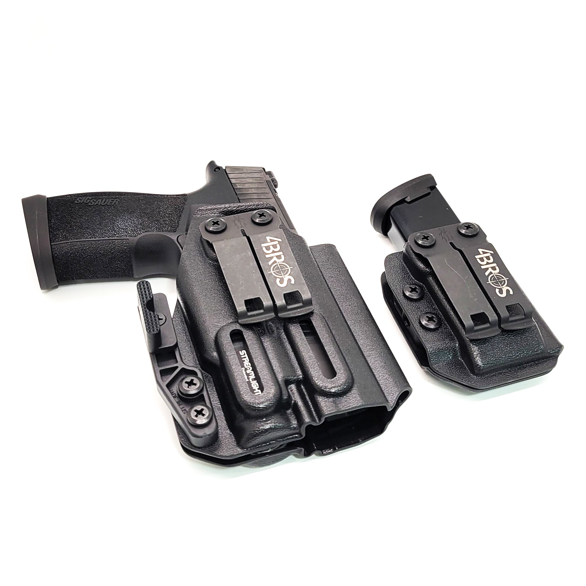 For the best IWB, AIWB, Appendix Inside Waistband Holster and Magazine Carrier combination package of 2023 designed to fit the Sig Sauer P365-XMACRO, P365-XMACRO COMP, P365-XMACRO TACOPS, and P365-XMACRO COMP ROMEOZERO ELITE with the Streamlight TLR-7 Sub shop Four Brothers Holsters. In stock, ships next business day.