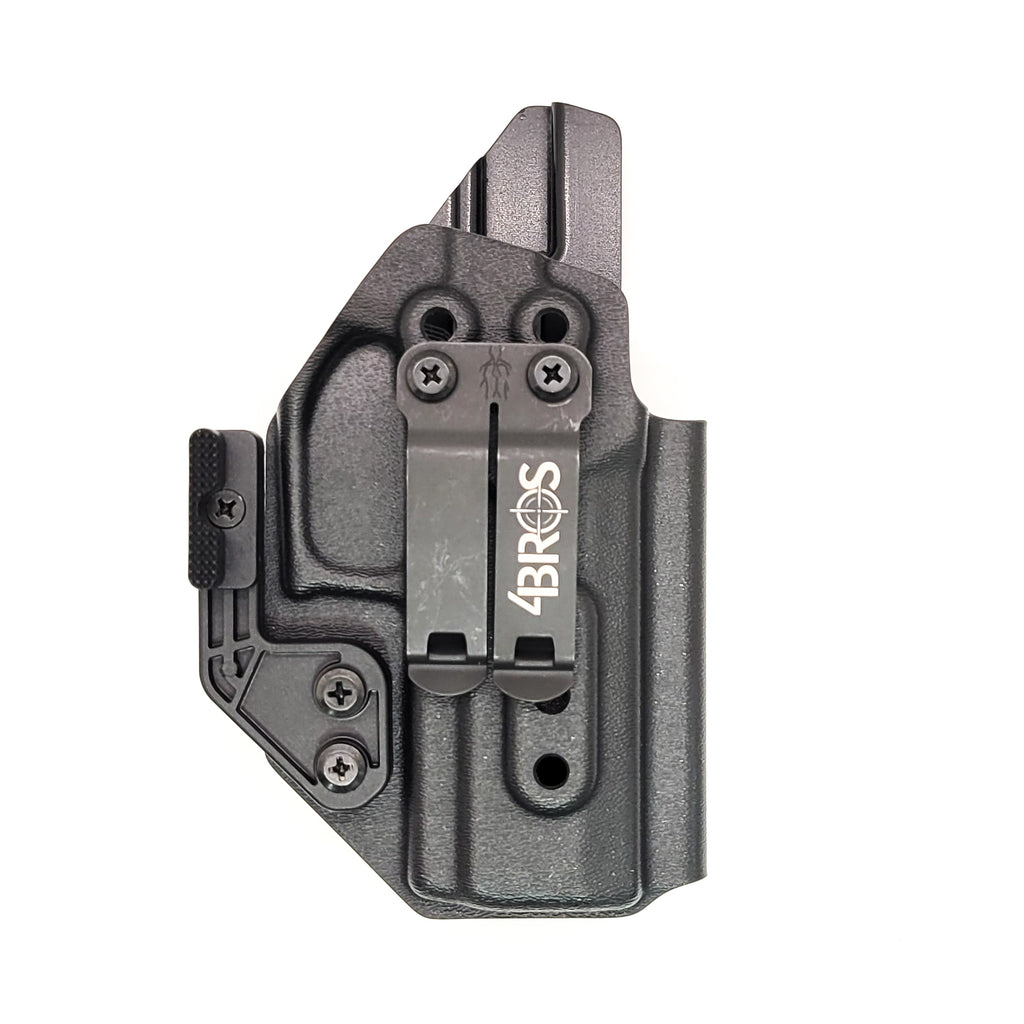 For the best IWB AIWB Inside Waistband Kydex Thermoplastic Holster designed to fit the  P320 Compact, Carry, M18, and P320 Wilson Combat Carry grip module pistols, shop Four Brothers Holsters. Adjustable retention, high sweat guard & profile cleared for red dot sights. Made in USA by Law Enforcement & Military Veterans