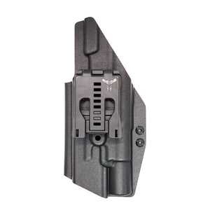 For the best Outside Waistband OWB Kydex Taco Style Holster designed to fit the Smith and Wesson M&P 10MM M2.0 4" or 4.6" pistol with thumb safety and Surefire X300U-A, X300U-B, X300T-A or X300T-B, shop four brothers holsters. Full sweat guard, adjustable retention, profiled for a red dot sight. Made in the USA.