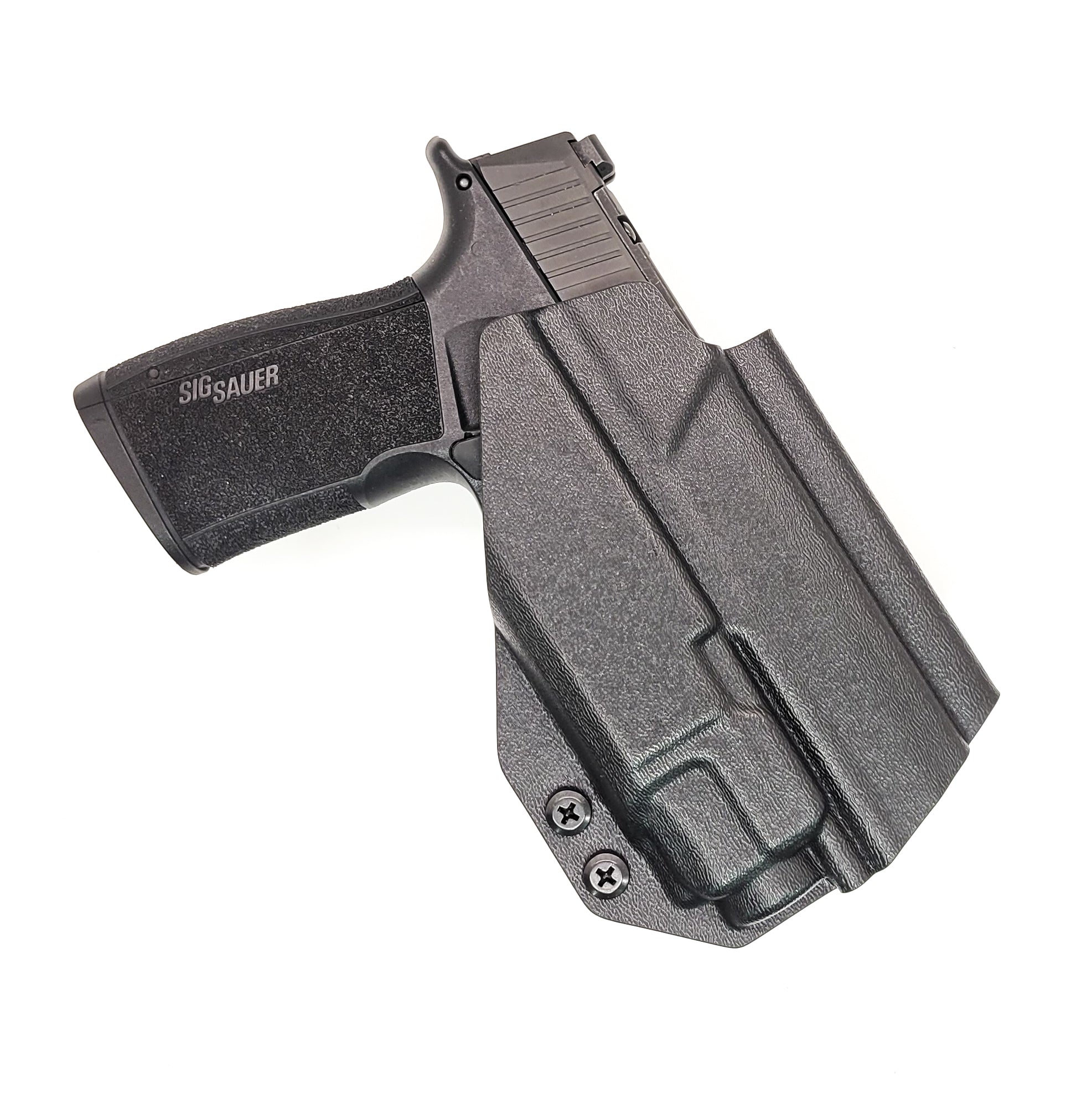 For the best, Outside Waistband OWB Kydex Holster designed for the Sig Sauer P365-XMACRO and Macro Comp with Streamlight TLR-8 A G, shop Four Brothers Holsters. Full sweat guard, adjustable retention, cut for reduced printing. Made in the USA. Open muzzle for threaded barrels, cleared for red dot sights. MACRO