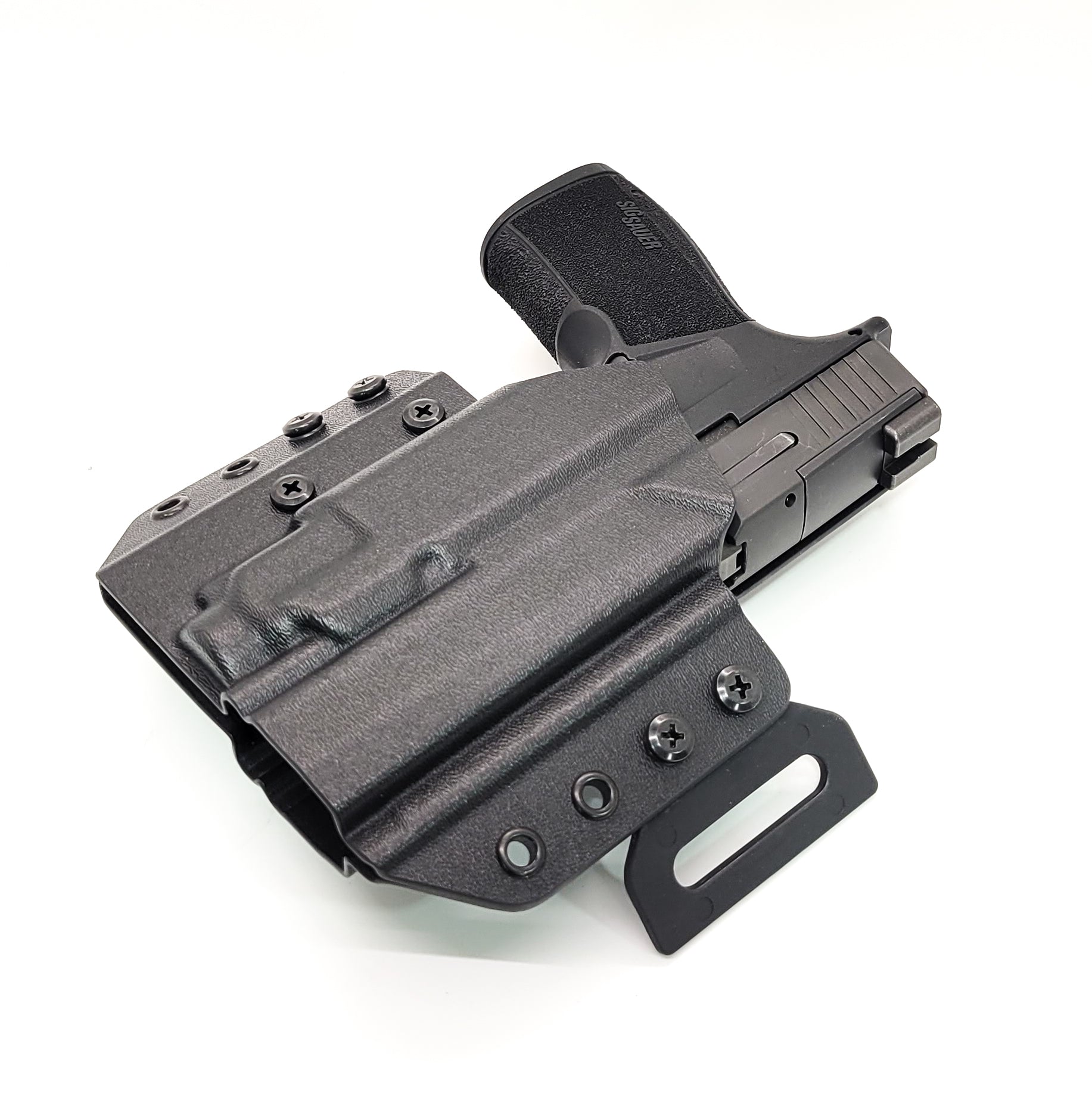 Get the best pancake-style OWB holster for your Sig Sauer P365X-MACRO, Macro TACOPS, or Macro COMP and Streamlight TLR-8 Sub at Four Brothers Holsters. Open Muzzle, Full Sweat Guard, Adjustable retention, Optic, and Red Dot ready. Made in the USA. P365 P 365 X MACRO XMACRO TLR8 TLR 8 G Pancake
