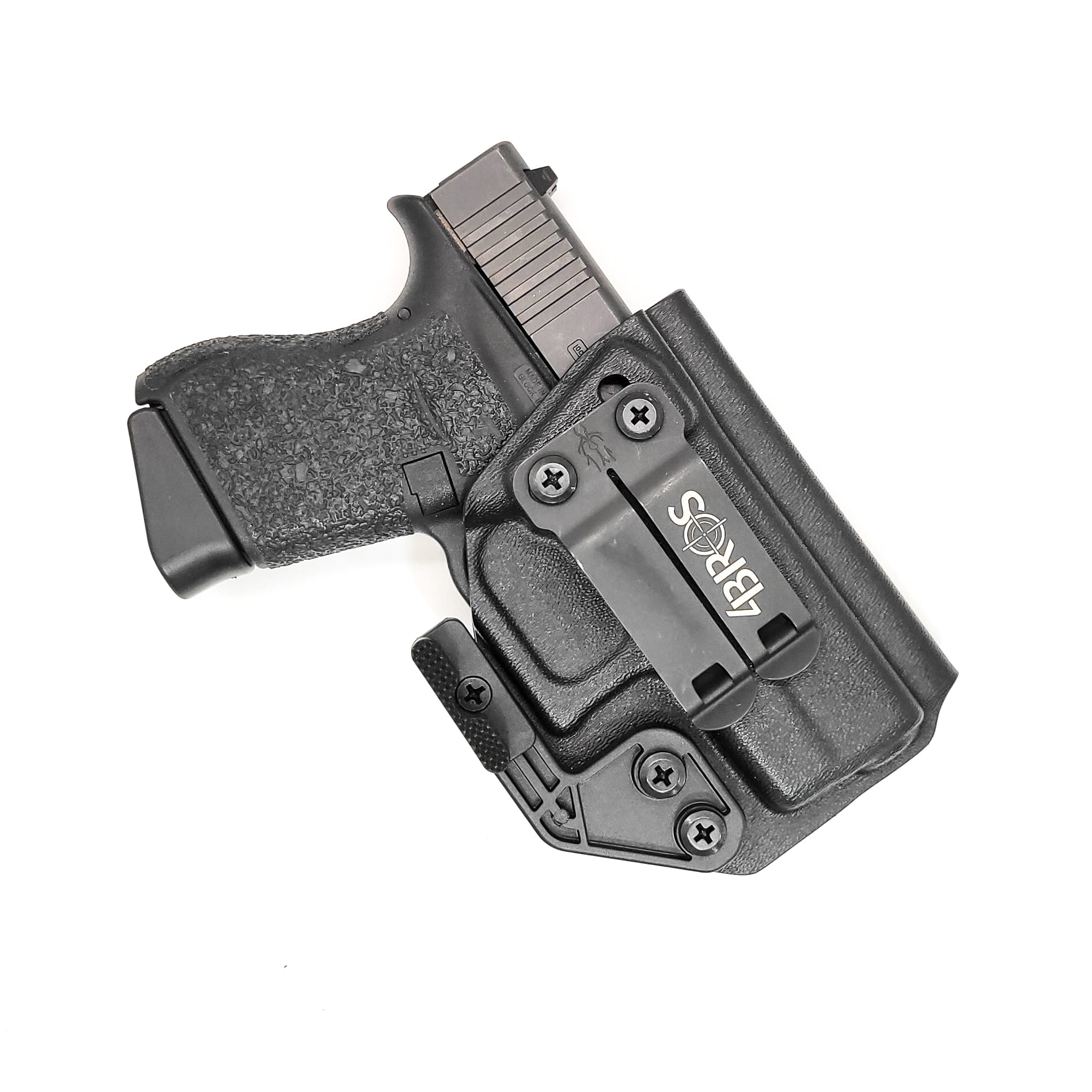 Inside Waistband Holster designed to fit the Glock 43 and 43X pistols with adjustable retention and High Sweat shield. Holster comes with a 1.5" FOMI Belt attachment and optional Modwing that includes 2 inserts to allow user to adjust the amount of leverage placed against the inside of the belt to reduce printing 