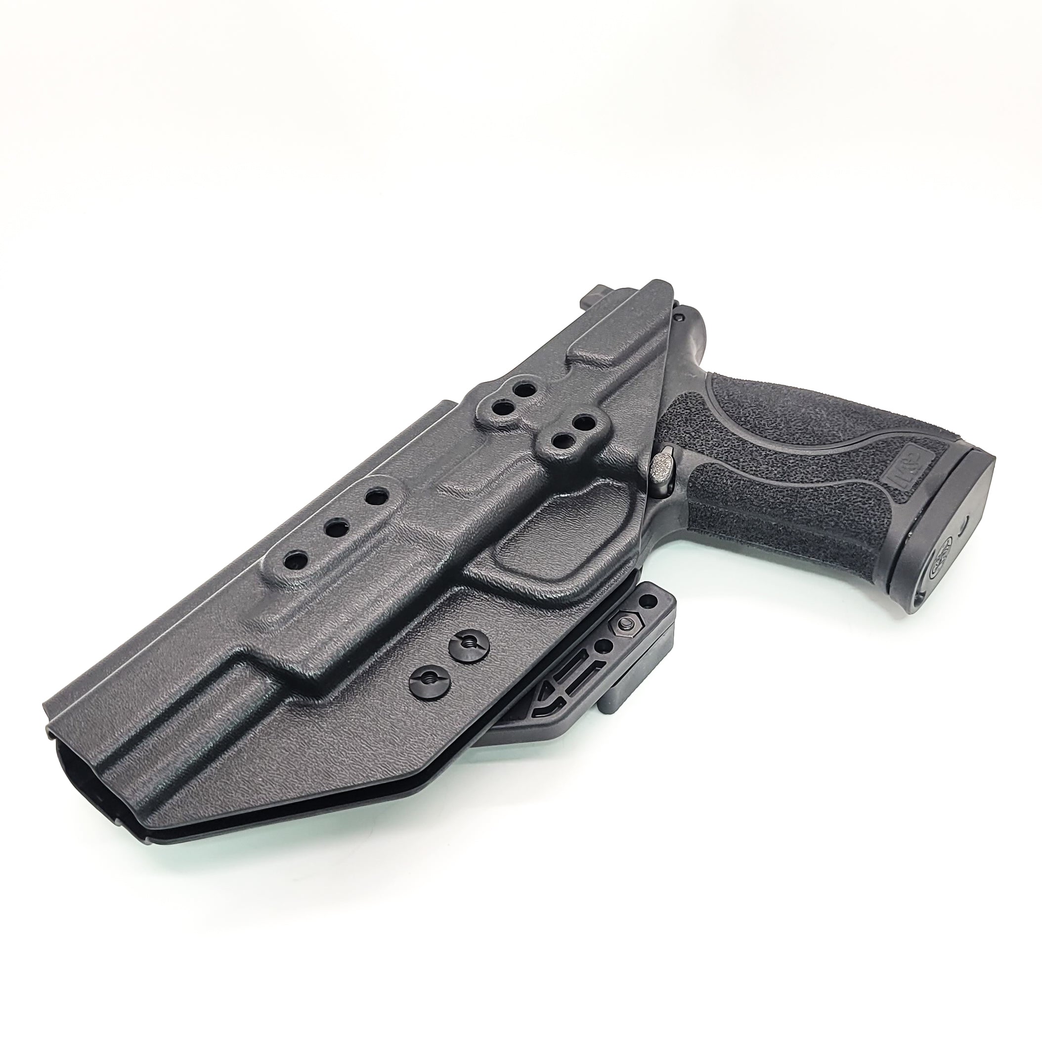 For the Best IWB AIWB Inside Waistband Kydex Taco Holster designed to fit the Smith and Wesson M&P 5.6" Performance Center 10MM M2.0 pistol with thumb safety, shop Four Brothers Holsters. Full sweat guard, adjustable retention, profiled for a red dot sight. Proudly made in the USA for veterans and law enforcement.