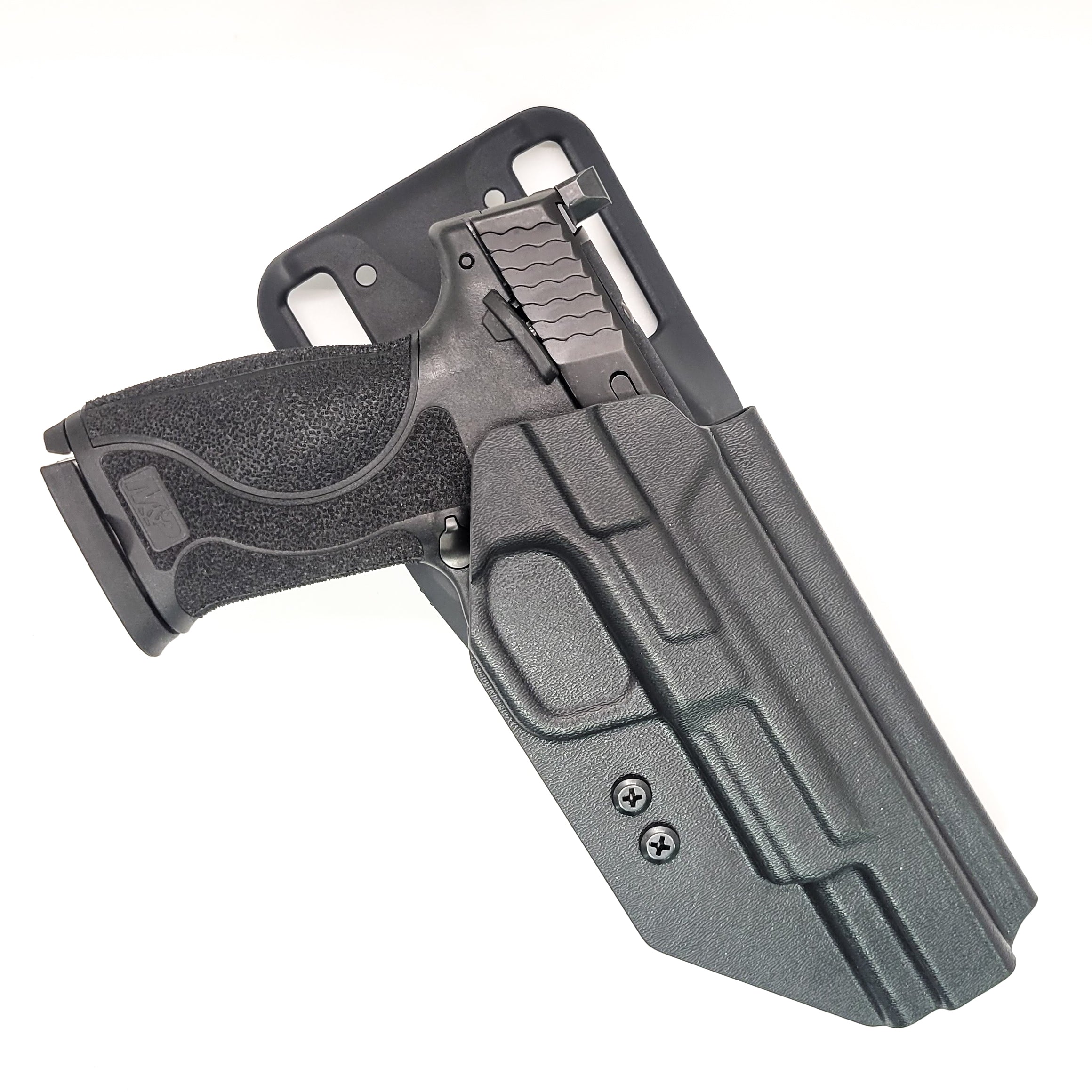 For the best OWB Outside Waistband Kydex Duty and Competition Holster designed to fit the Smith and Wesson M&P 10MM M2.0 4", 4.6", and Performance Center 5.6" pistols with or without the thumb safety Shop Four Brothers Holsters. Full sweat guard, adjustable retention, cleared for a red dot sight. Made in USA