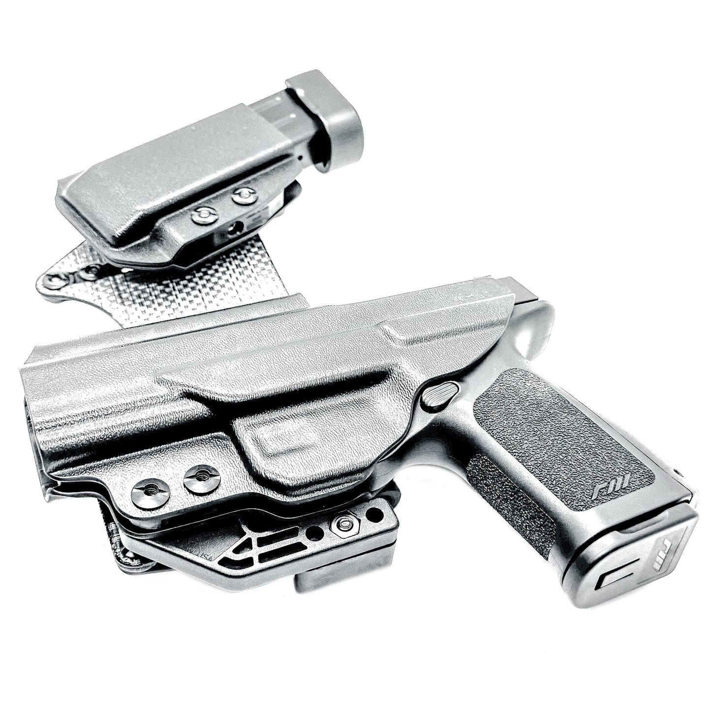 Rost Martin appendix sidecar style IWB holster with adjustable mag carrier. Inside Waistband design for comfort, concealment, and secure retention.