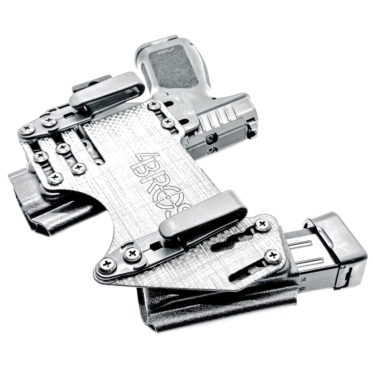 Rost Martin appendix sidecar style IWB holster with adjustable mag carrier. Inside Waistband design for comfort, concealment, and secure retention.