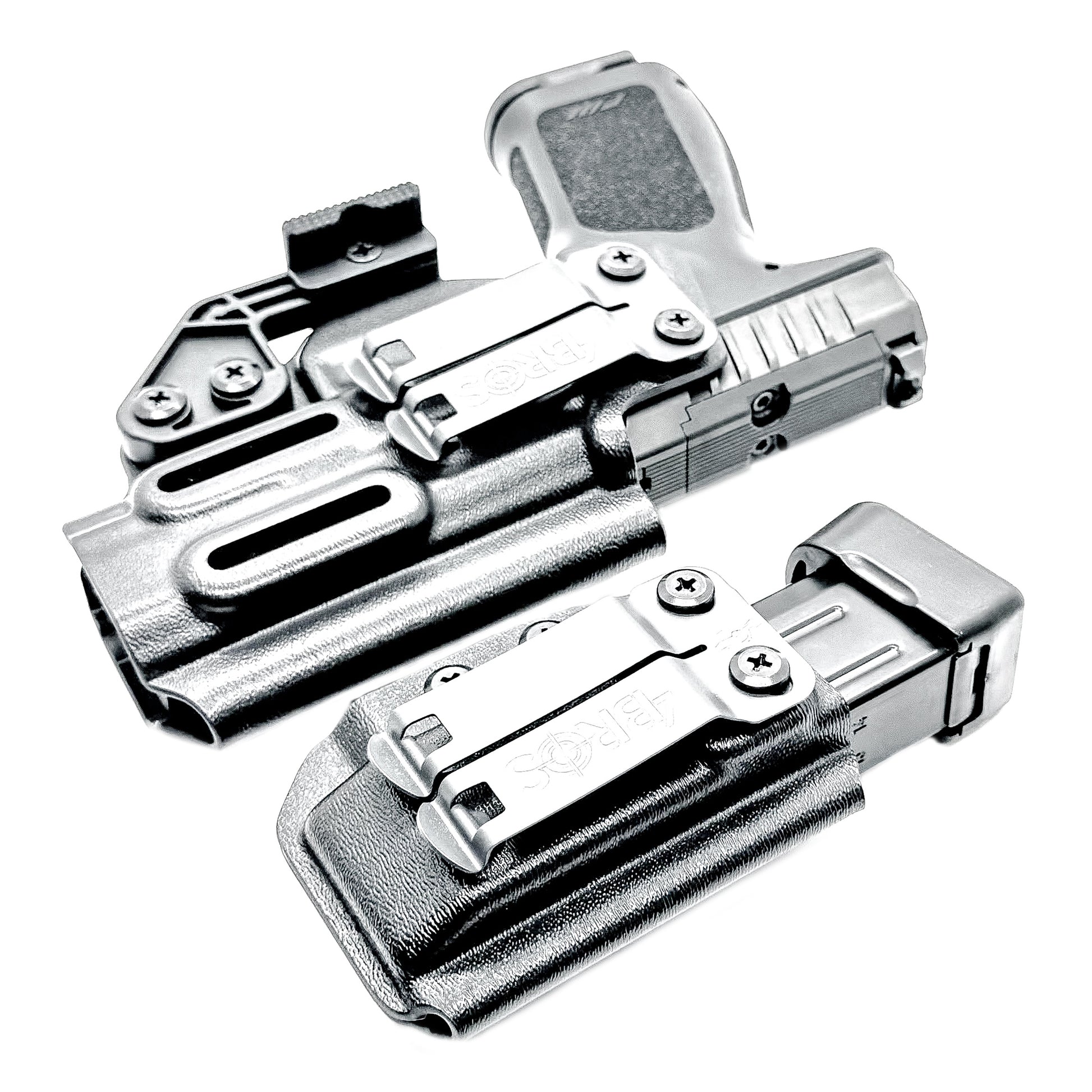 IWB holster combo for Rost Martin RM1C and Rost Martin 9MM mags. Includes mag carrier, Modwing, and Monoblock clips. Ships fast from the USA.