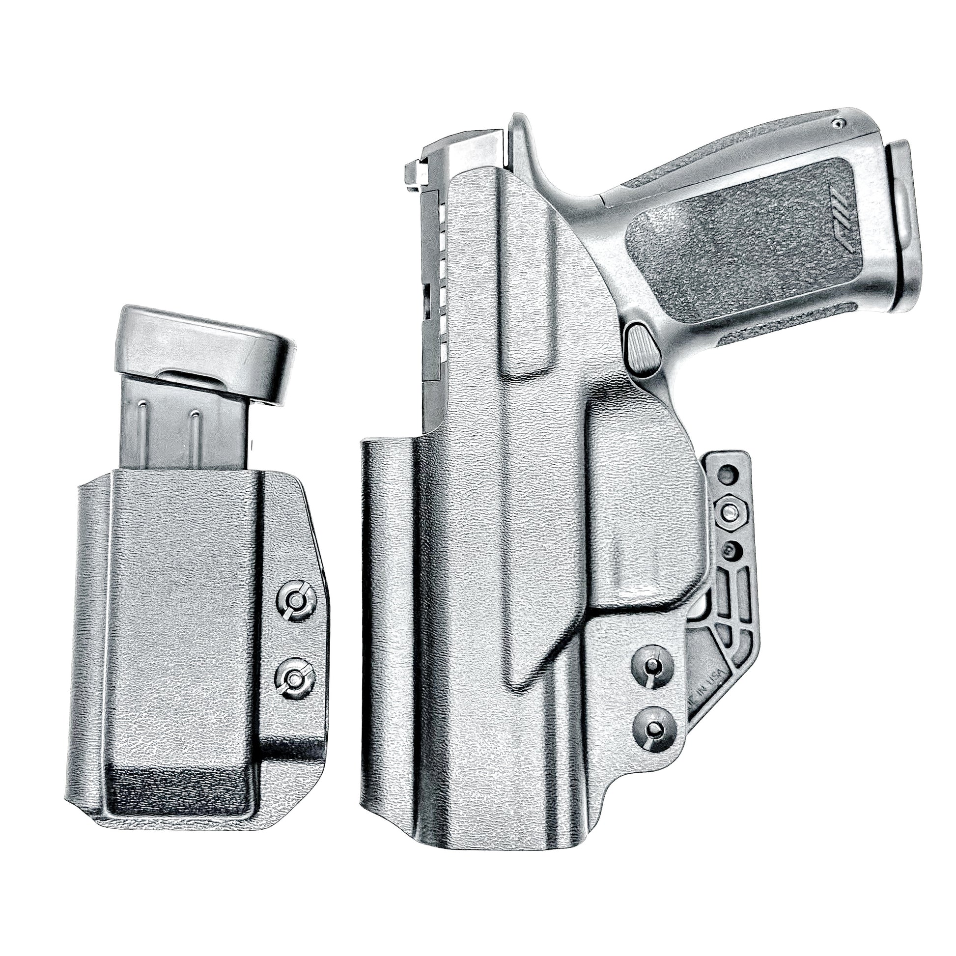 IWB holster combo for Rost Martin RM1C and Rost Martin 9MM mags. Includes mag carrier, Modwing, and Monoblock clips. Ships fast from the USA.
