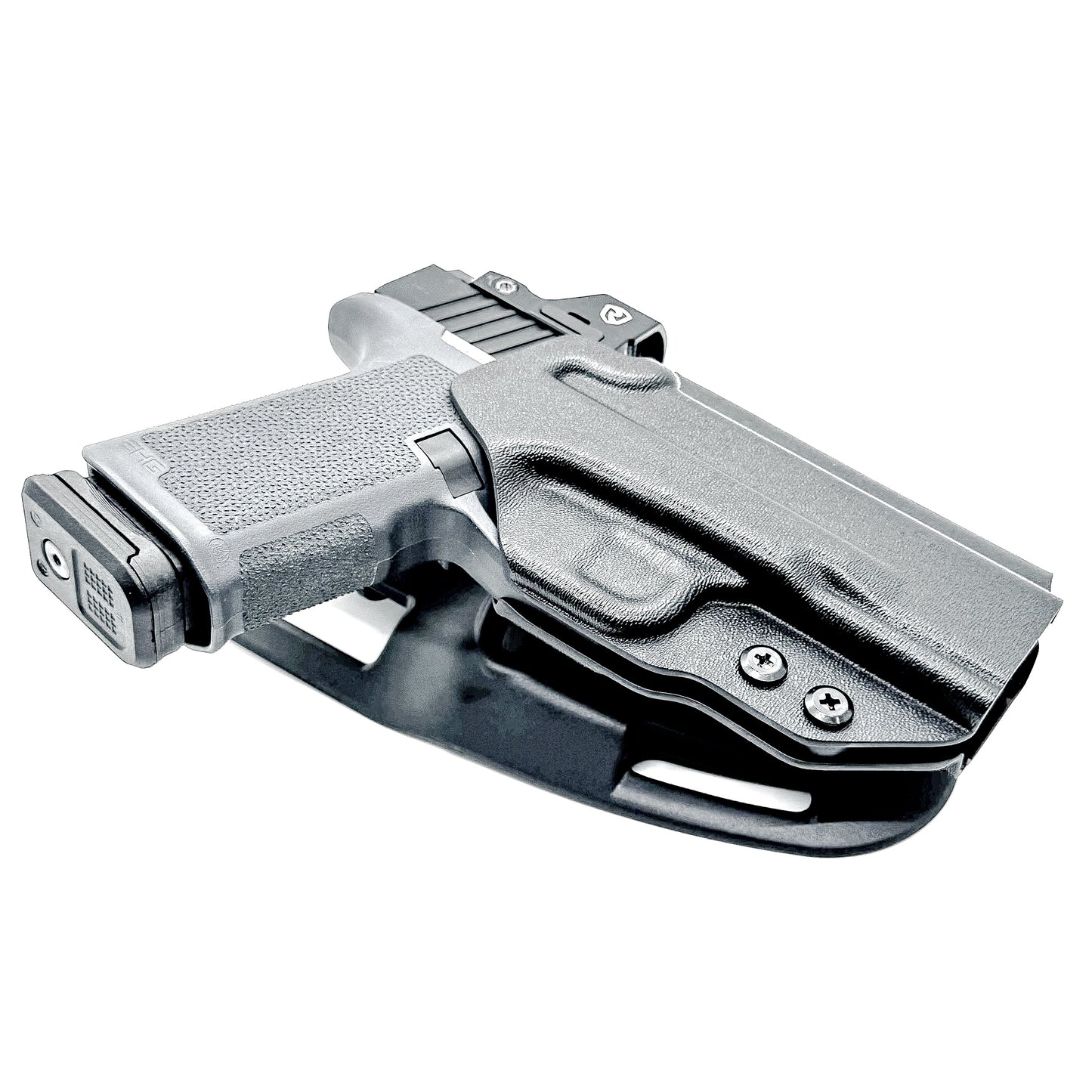 Black Duty & Competition Outside Waistband OWB Holster for the Ruger RXM pistol with a Blade-Tech Duty Drop.