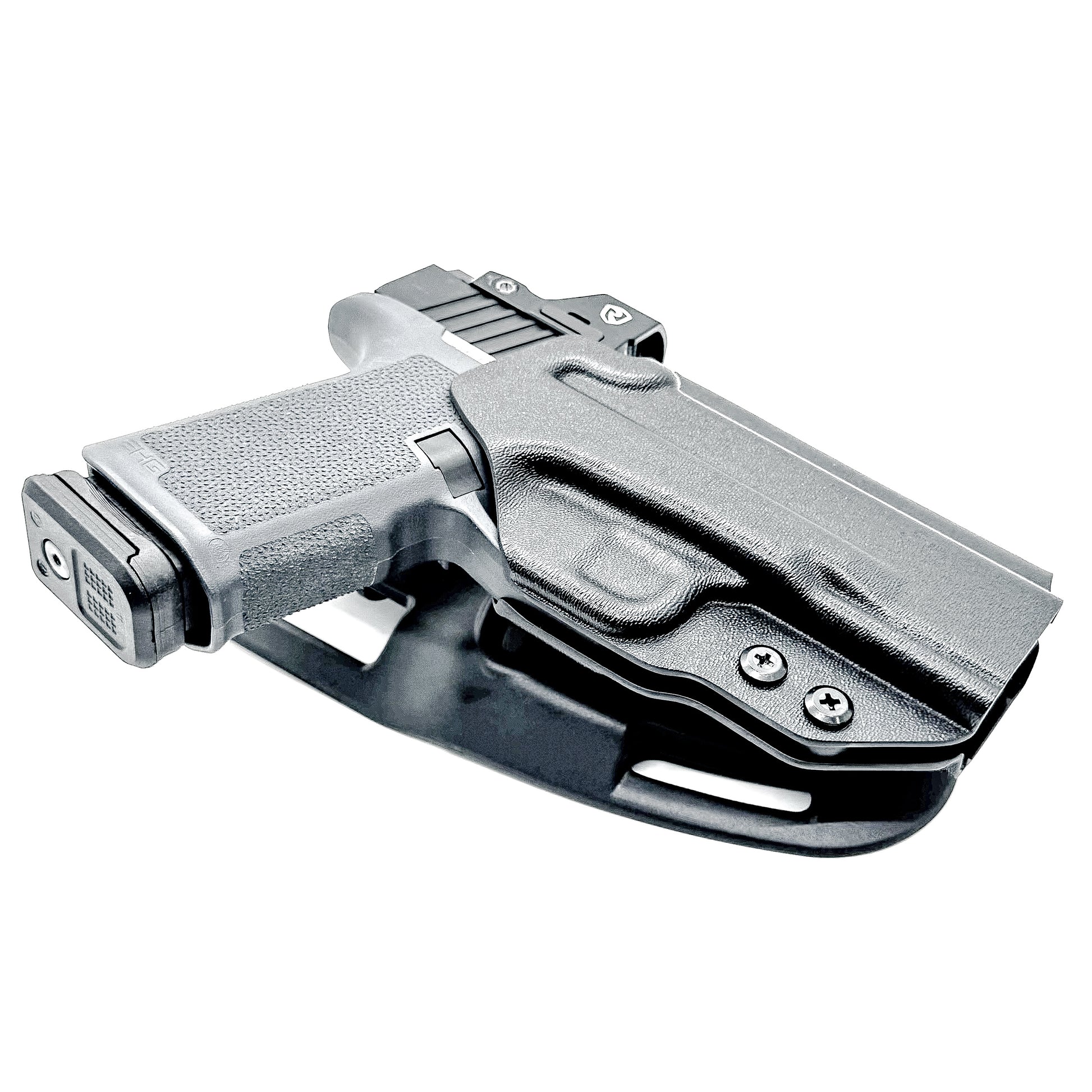 Black Duty & Competition Outside Waistband OWB Holster for the Ruger RXM pistol with a Blade-Tech Duty Drop.