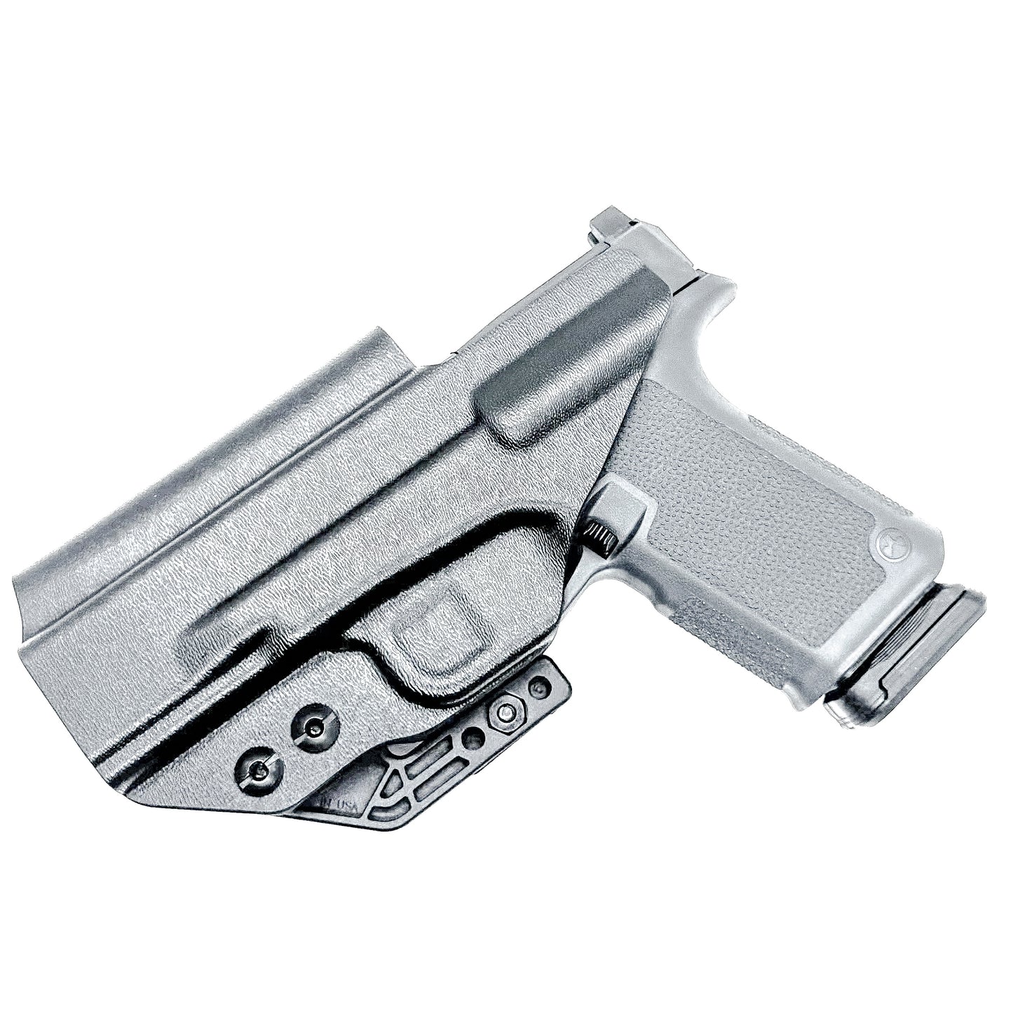 Black Inside Waistband IWB Holster for the Ruger RXM pistol with DCC Monoblock and a modwing.