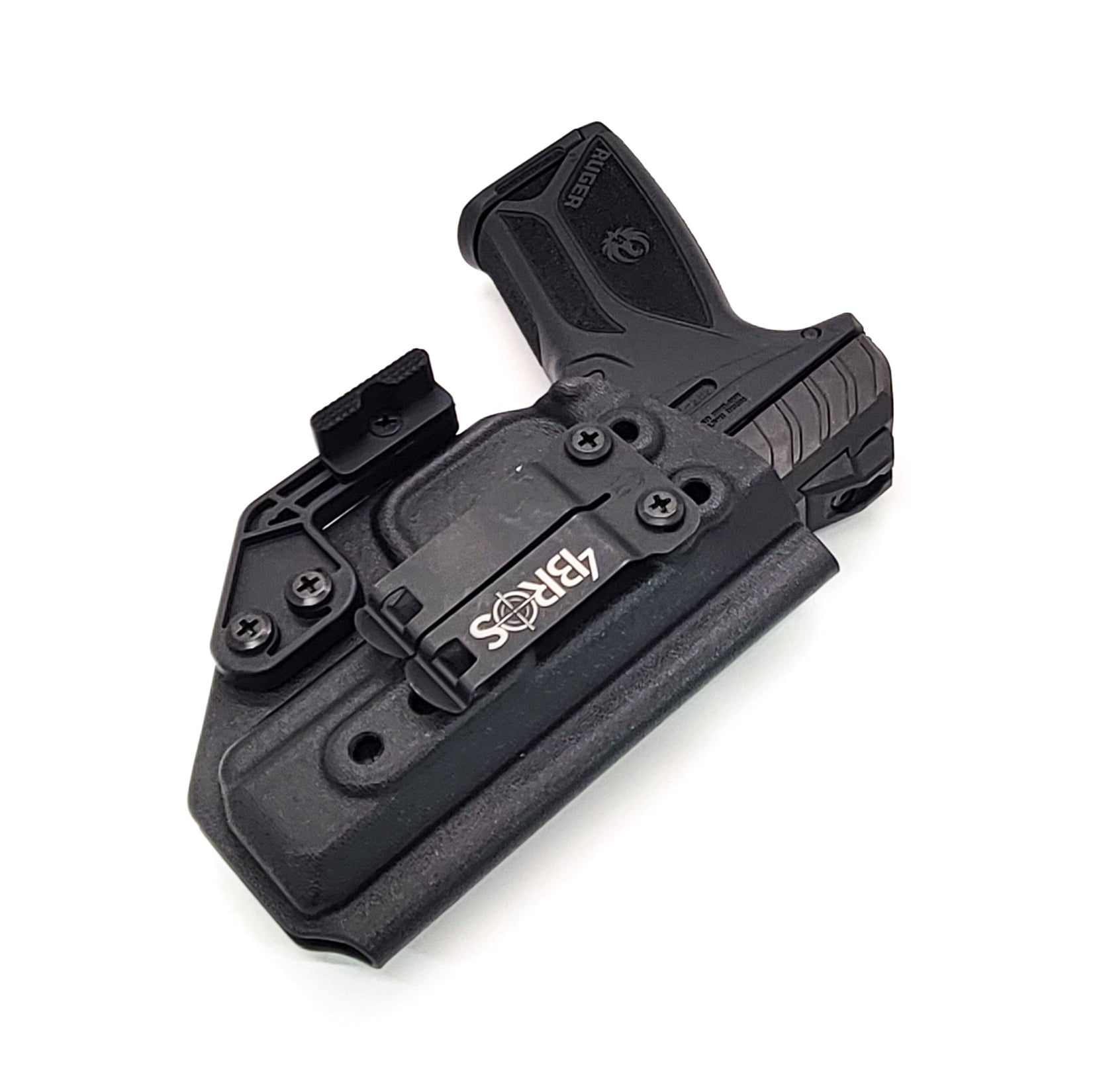 For the best, most comfortable, AIWB, IWB, Kydex Inside Waistband Holster Designed to fit the Ruger Security 9 pistol, shop Four Brothers 4BROS holsters. Adjustable retention, high sweat guard, smooth edges, and minimal material for improved comfort and concealment. Made in the USA 