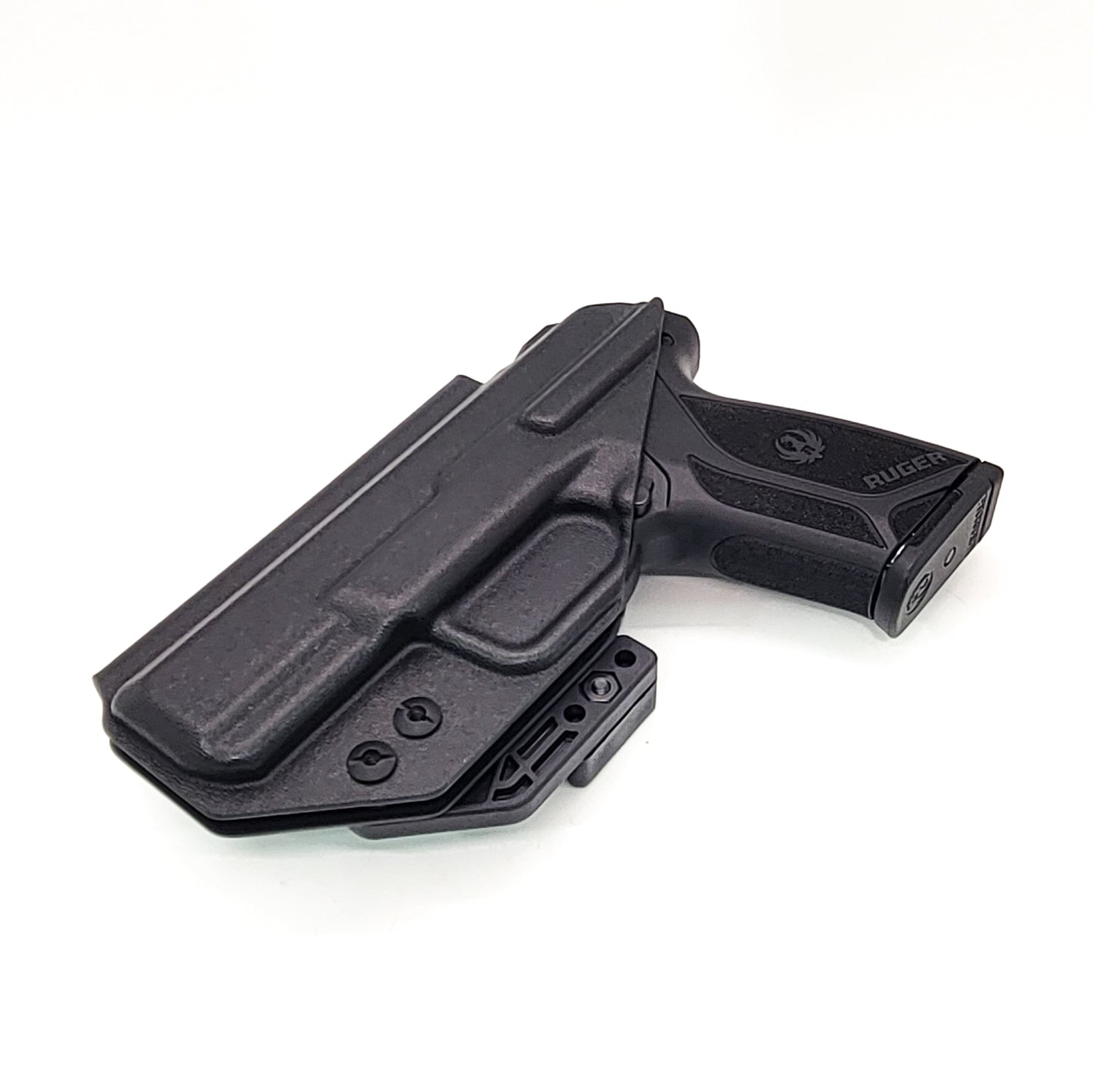 For the best, most comfortable, AIWB, IWB, Kydex Inside Waistband Holster Designed to fit the Ruger Security 9 pistol, shop Four Brothers 4BROS holsters. Adjustable retention, high sweat guard, smooth edges, and minimal material for improved comfort and concealment. Made in the USA 