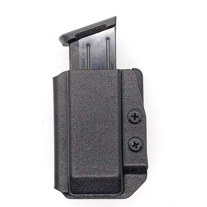 For the best, most comfortable, and rugged Kydex OWB Outside Waistband magazine pouch for Ruger Security 9 shop Four Brothers Holsters.  Suitable for belt widths of 1 1/2", 1 3/4". 2" & 2 1/2" Adjustable retention and cant outside waist carrier holster Sig P320, Glock 9mm & 40, H&K, Ruger, Walther, Smith & Wesson, FN