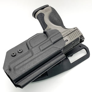 Outside Waistband Taco Style Duty & Competition Holster designed to fit the Smith and Wesson M&P Metal pistol. This holster is intended to be used for USPSA, 3-Gun, Steel Challenge and other competition shooting sports (May not be IDPA Legal). Holster will also fit the M&P Gen 1.0 or 2.0 9mm 4.25" barrel holster.