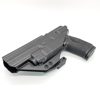 For the Best IWB AIWB Inside Waistband Kydex Taco Holster designed to fit the Smith and Wesson M&P 5.6" Performance Center 10MM M2.0 pistol with thumb safety & TLR-8A, shop Four Brothers Holsters.  Full sweat guard, adjustable retention, profiled for a red dot sight. Made in the USA for veterans and law enforcement. 