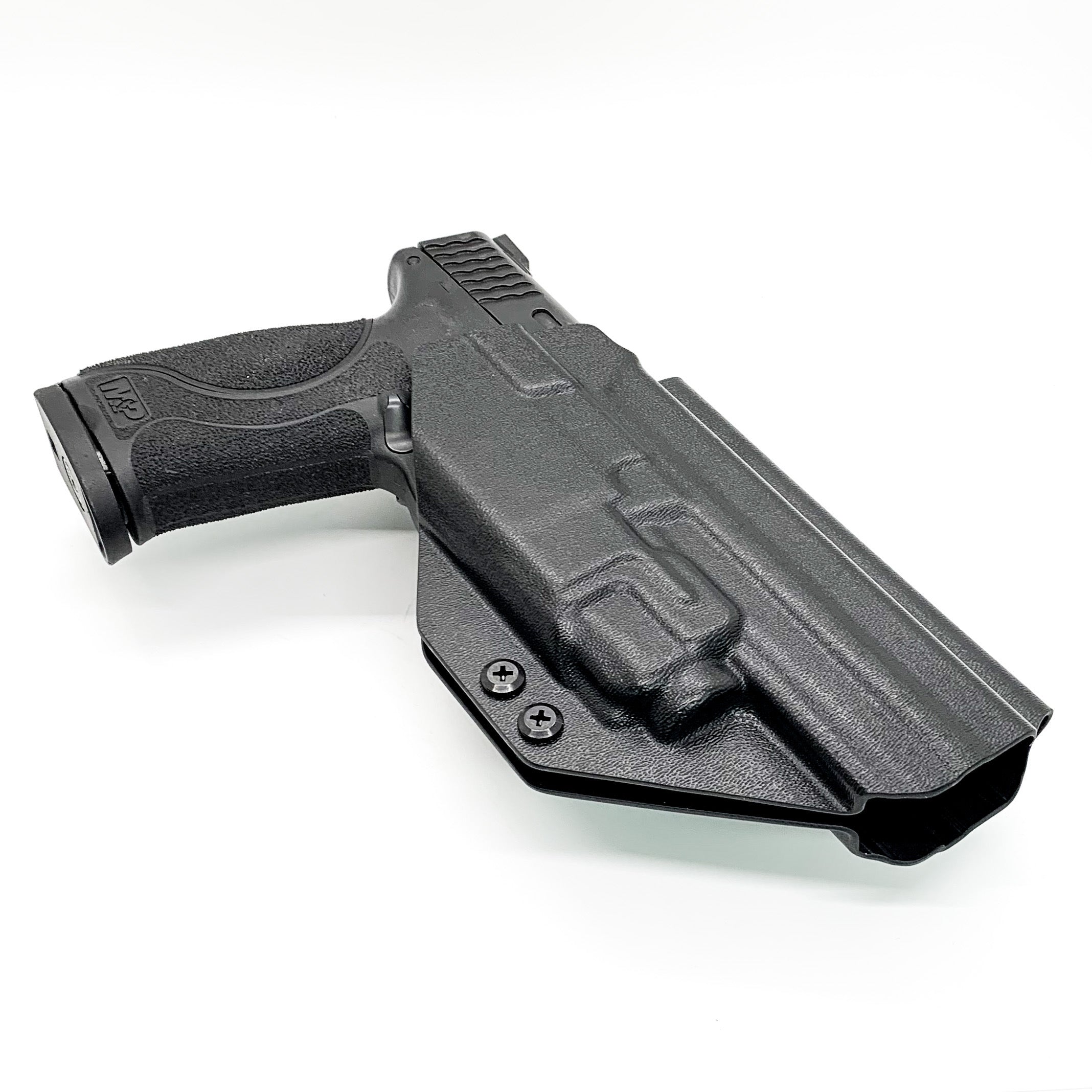 For the best, Outside Waistband OWB Kydex Holster designed to fit the Smith & Wesson M&P 10mm 5.6" Performance Center M2.0 pistol with thumb safety & TLR-8A handgun, shop Four Brothers Holsters.  Full sweat guard, adjustable retention. Made in USA Open muzzle for threaded barrels, cleared for red dot sights.  