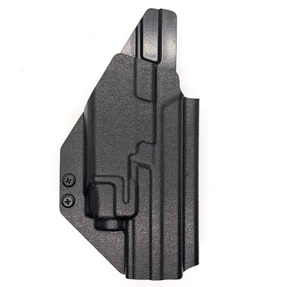 For the best outside Waistband Kydex Taco Style Holster designed to fit the Smith and Wesson M&P 10MM M2.0 pistol with thumb safety and Streamlight TLR-8A designed to fit both the 4" and 4.6" barrel lengths, shop Four Brothers Holsters. Full sweat guard, adjustable retention, cut for a red dot sight. Made in the USA.