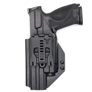 For the best Outside Waistband OWB Kydex Holster designed to fit the Smith & Wesson M&P M2.0 5" pistols with the Streamlight TLR-8 or 8A light mounted to the pistol shop Four Brothers Holsters. Full sweat guard, adjustable retention, smooth edges to reduce printing. Cleared for red dot sights. Proudly made in the USA. 