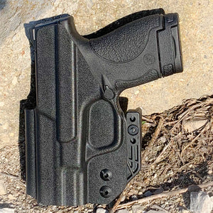 For the 2022 BEST Inside Waistband IWB AIWB Kydex Holster designed to fit the Smith and Wesson S&W Shield 9 & 40 pistol, shop Four Brothers Holsters.  Full sweat guard, adjustable retention, minimal material, & smooth edges to reduce printing. Made in the USA. Open muzzle for threaded barrel, cleared for red dot sights