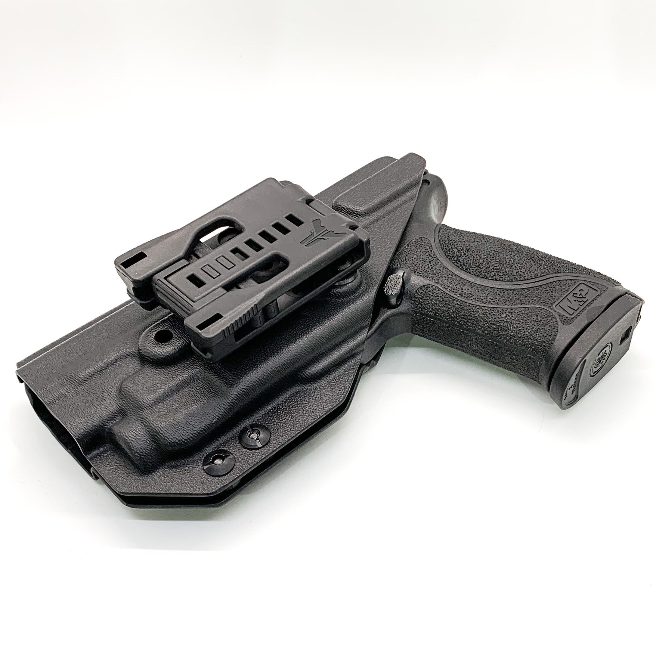 For the best, Outside Waistband OWB Kydex Taco Holster designed to fit the Smith & Wesson M&P 4" 10mm M2.0 pistol with thumb safety & TLR-7, TLR-7A or TLR-7X handgun, shop Four Brothers Holsters.  Full sweat guard, adjustable retention, profiled for a red dot sight.  Made in the USA for veterans and law enforcement.