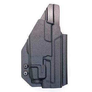For the best, Outside Waistband OWB Kydex Taco Holster designed to fit the Smith & Wesson M&P 4" 10mm M2.0 pistol with thumb safety & TLR-7, TLR-7A or TLR-7X handgun, shop Four Brothers Holsters.  Full sweat guard, adjustable retention, profiled for a red dot sight.  Made in the USA for veterans and law enforcement.