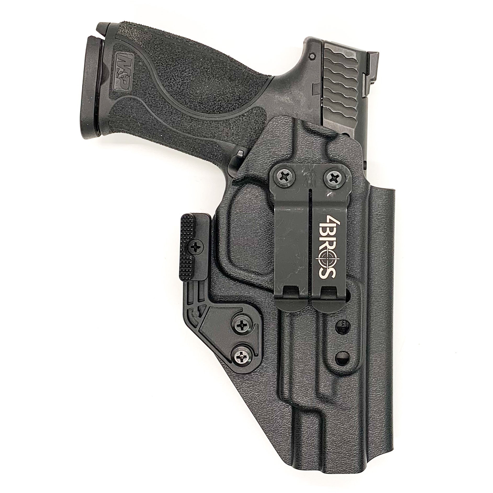 Inside Waistband Kydex Taco Holster designed to fit the Smith and Wesson M&P 10MM M2.0 pistol with thumb safety. The holster is designed to fit both the 4.6" & 4.25" barrel lengths.  Full sweat guard, adjustable retention, profiled for a red dot sight. Proudly made in the USA for veterans and law enforcement. 