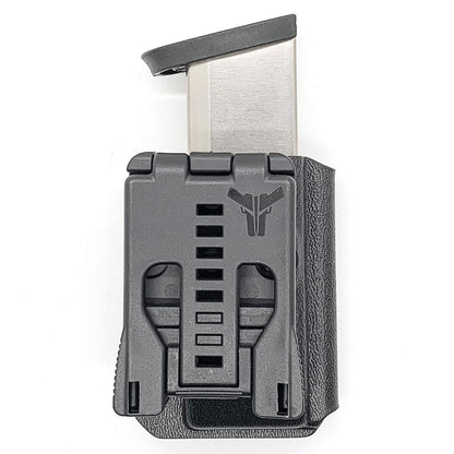 For the Best OWB Outside Waistband Kydex Magazine Pouch designed to fit the Smith & Wesson M&P 2.0 10mm Magazine, shop Four Brothers Holsters. Suitable for belt widths of 1 1/2", 1 3/4". 2" & 2 1/2" Adjustable retention and cant outside waist carrier holster. Will allow bullets forward & bullets back orientation.