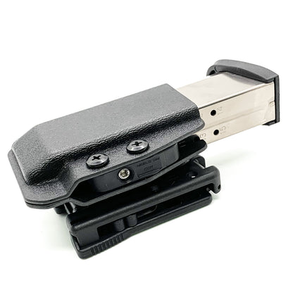 For the Best OWB Outside Waistband Kydex Magazine Pouch designed to fit the Smith & Wesson M&P 2.0 10mm Magazine, shop Four Brothers Holsters. Suitable for belt widths of 1 1/2", 1 3/4". 2" & 2 1/2" Adjustable retention and cant outside waist carrier holster. Will allow bullets forward & bullets back orientation.