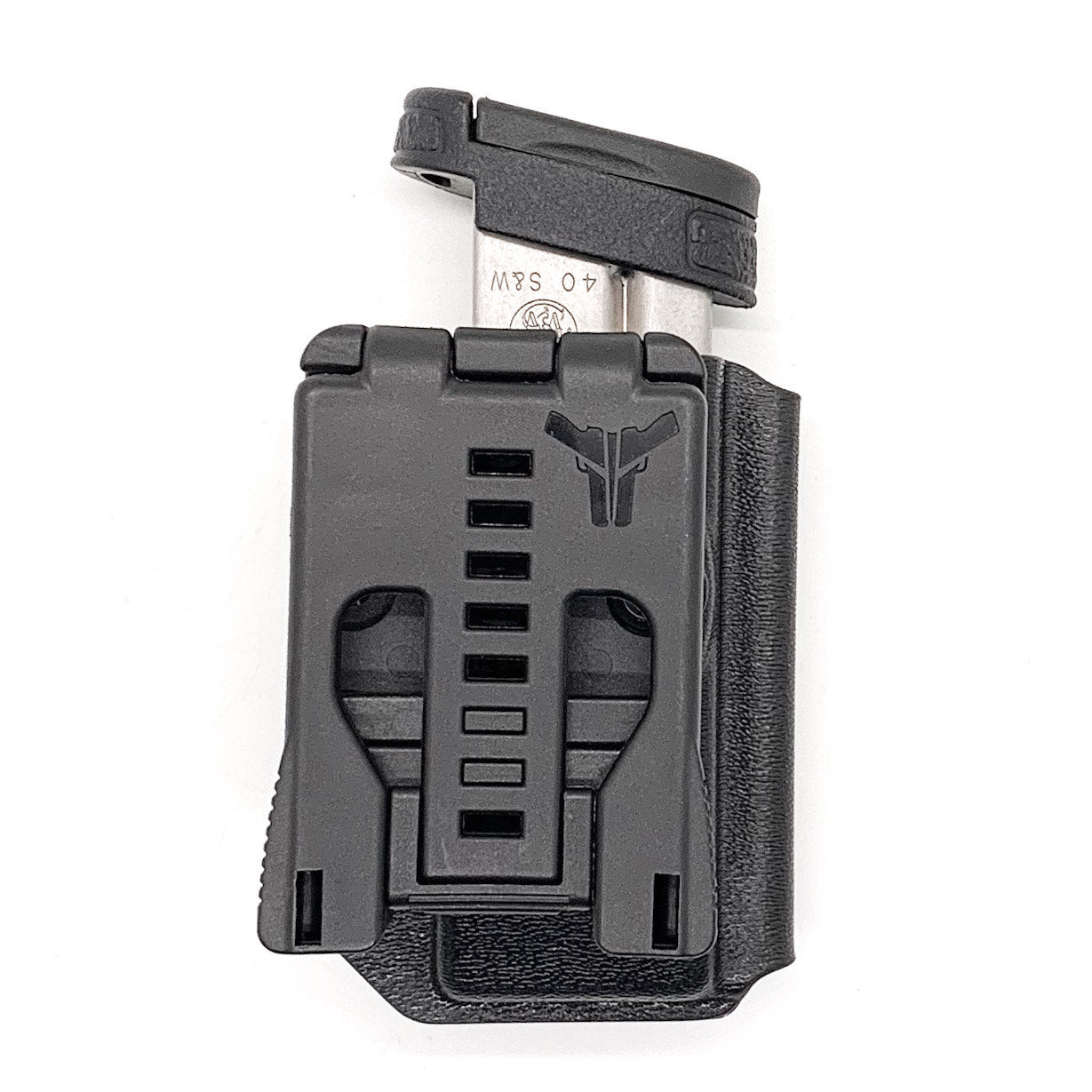 For the best, most comfortable, and rugged Kydex OWB Outside Waistband magazine pouch for Smith & Wesson M&P 9mm & 40 shop Four Brothers Holsters.  Suitable for belt widths of 1 1/2", 1 3/4". 2" & 2 1/2" Adjustable retention and cant outside waist carrier holster Sig P320, Glock 9mm & 40, H&K, Ruger, Walther, S&W, FN