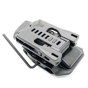 For the best, most comfortable, and rugged Kydex OWB Outside Waistband magazine pouch for Smith & Wesson M&P 9mm & 40 shop Four Brothers Holsters.  Suitable for belt widths of 1 1/2", 1 3/4". 2" & 2 1/2" Adjustable retention and cant outside waist carrier holster Sig P320, Glock 9mm & 40, H&K, Ruger, Walther, S&W, FN