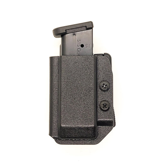 For the Best Kydex OWB Outside Waistband magazine pouch for the Shield Arms S15 magazine, shop Four Brothers Holsters. Suitable for belt widths of 1 1/2", 1 3/4, 2", and 2 1/4". Adjustable retention. Adjustable Cant Carrier Holster P365X-MACRO, Sig P365XL, Hellcat Pro, Smith and Wesson Equalizer, and Shield Plus