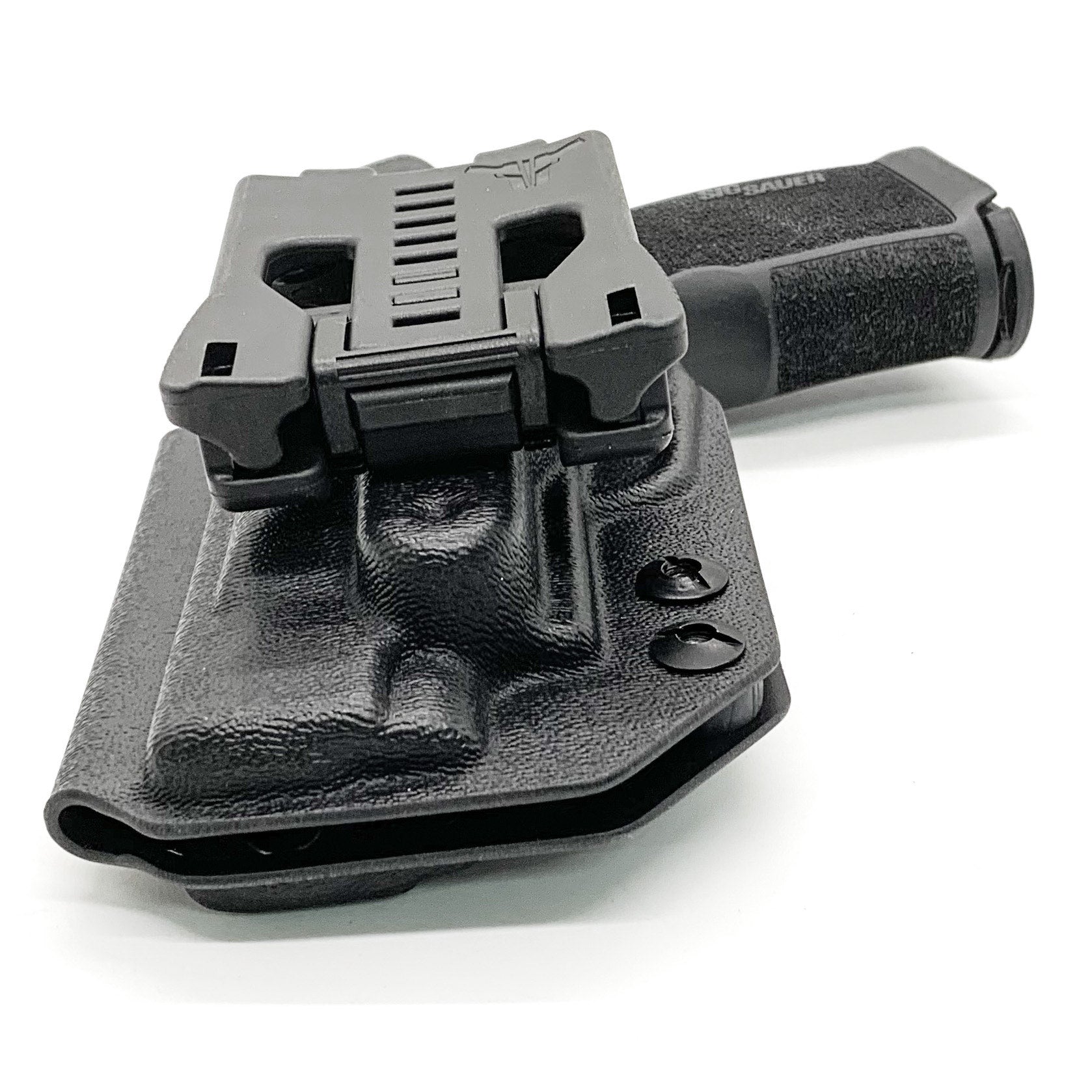 Outside Waistband OWB Kydex holster designed to fit the Sig Sauer P365XL, P365X, P365XL Spectre,  P365X/XL RomeoZero, and P365 SAS with GoGuns Gas Pedal. Adjustable retention, high sweat guard, and cleared for red dot sights. Proudly made in the USA with .080" thick material. 