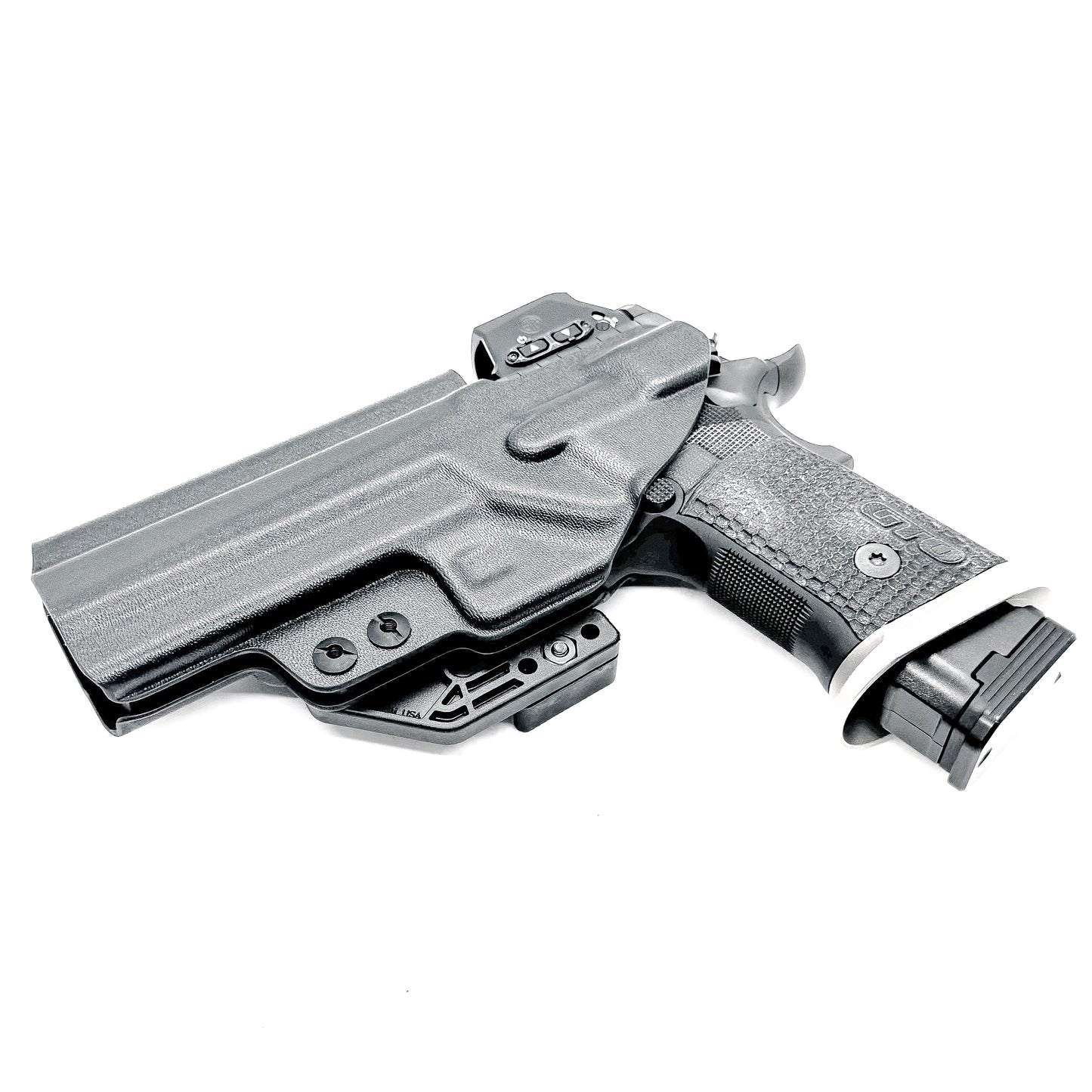 Black, Inside Waistband (IWB) Holster for the Sig Sauer P211 GTO with a Monoblock and Modwing