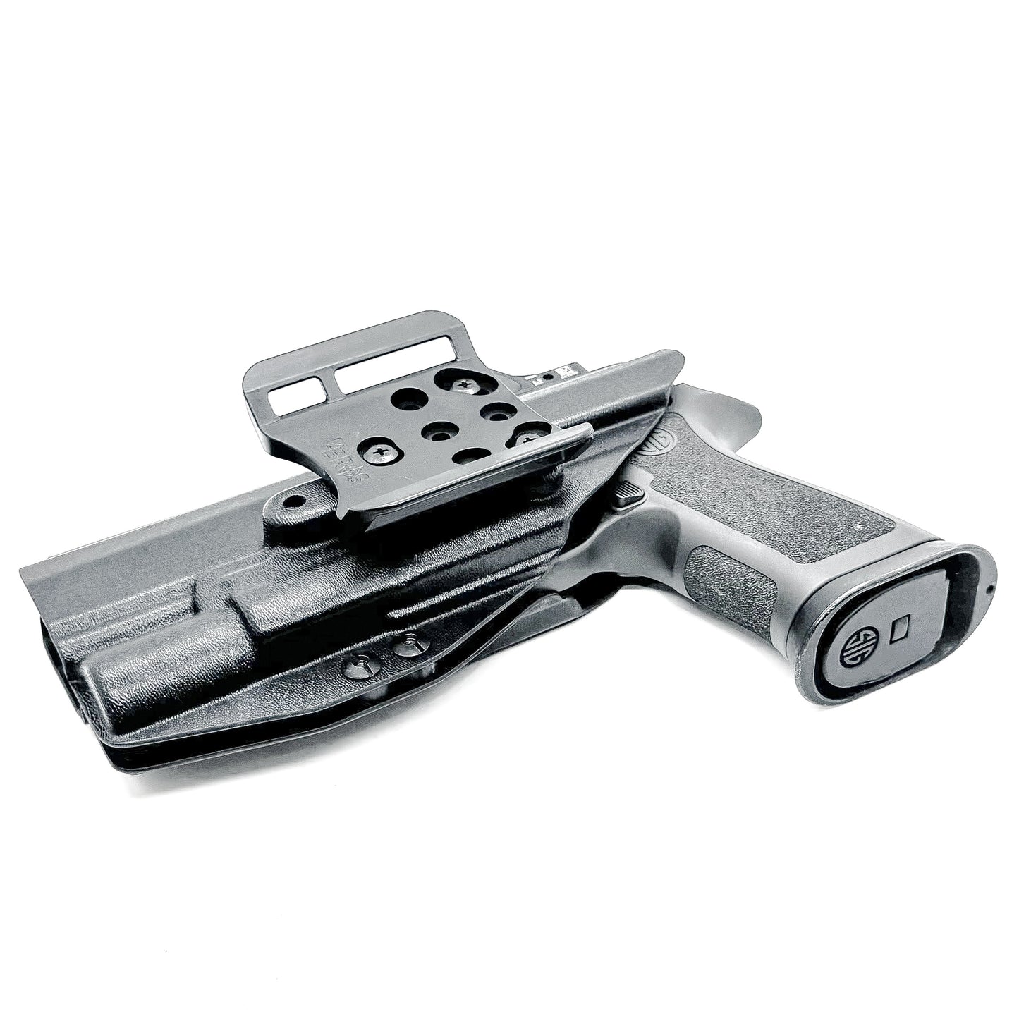 Black OWB Holster for the Sig Sauer P320 X5, Carry, M17. M18 & X-Five & Surefire X300U-A or B & Align Tactical Thumb Rest from Four Brothers Holsters