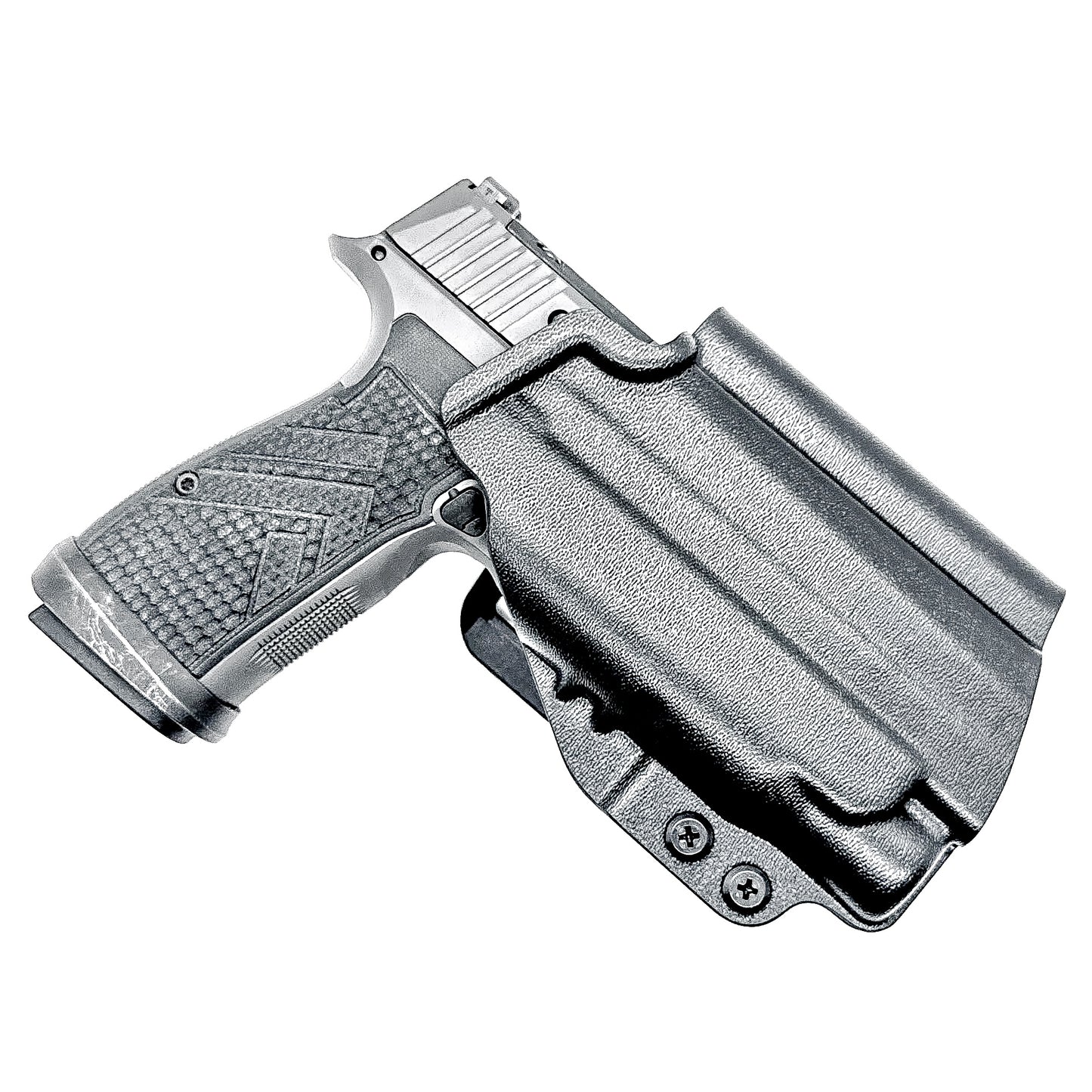 Precision Outside Waistband OWB holster for SIG P365-AXG Legion with FOXTROT2R. Adjustable retention, optics-ready, threaded barrel compatible. Made in the USA.
