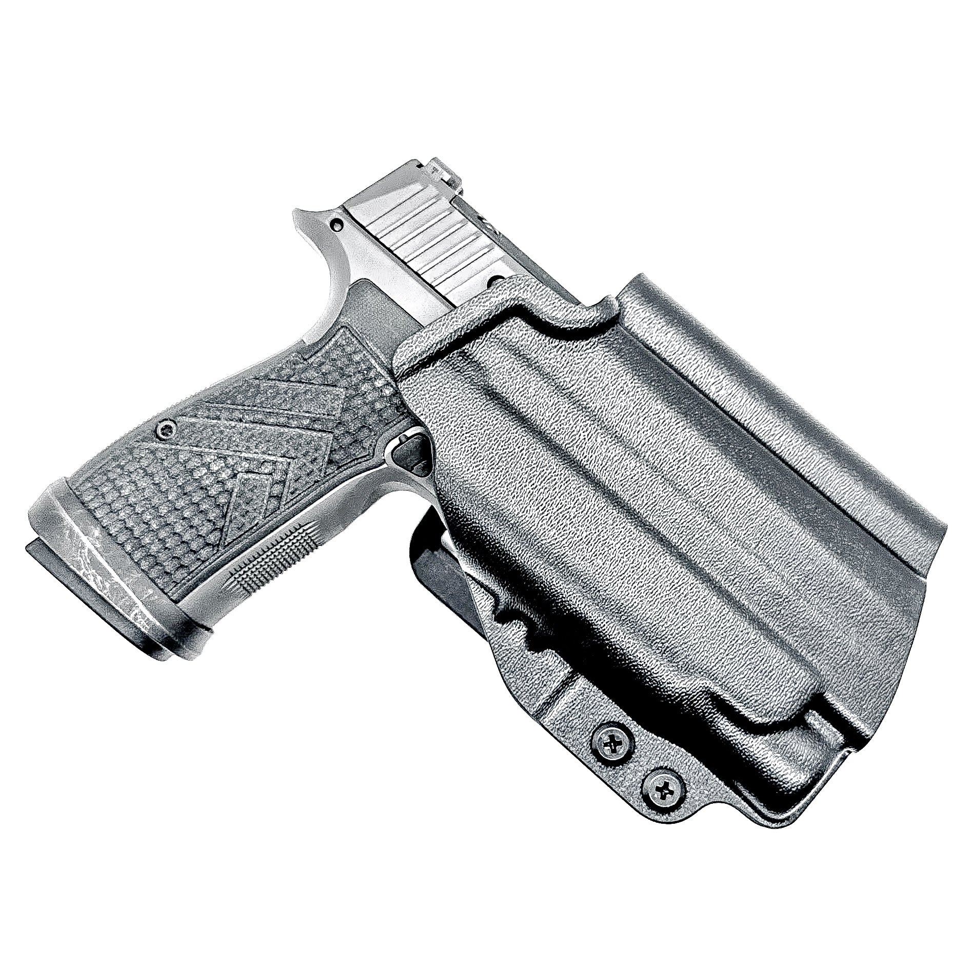 Precision Outside Waistband OWB holster for SIG P365-AXG Legion with FOXTROT2R. Adjustable retention, optics-ready, threaded barrel compatible. Made in the USA.
