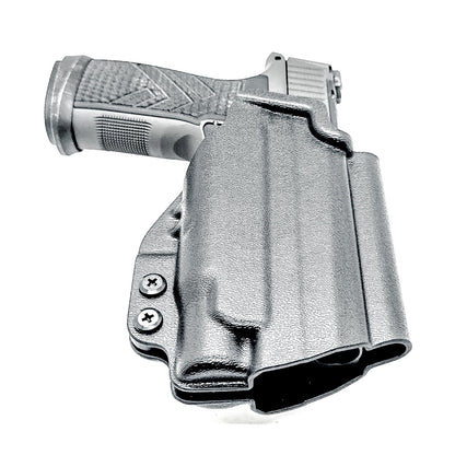 Precision Outside Waistband OWB holster for SIG P365-AXG Legion with FOXTROT2R. Adjustable retention, optics-ready, threaded barrel compatible. Made in the USA.
