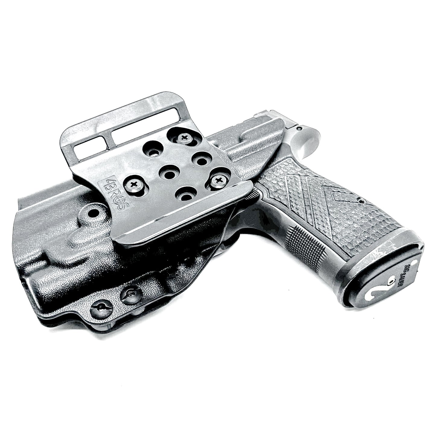 Precision Outside Waistband OWB holster for SIG P365-AXG Legion with FOXTROT2R. Adjustable retention, optics-ready, threaded barrel compatible. Made in the USA.