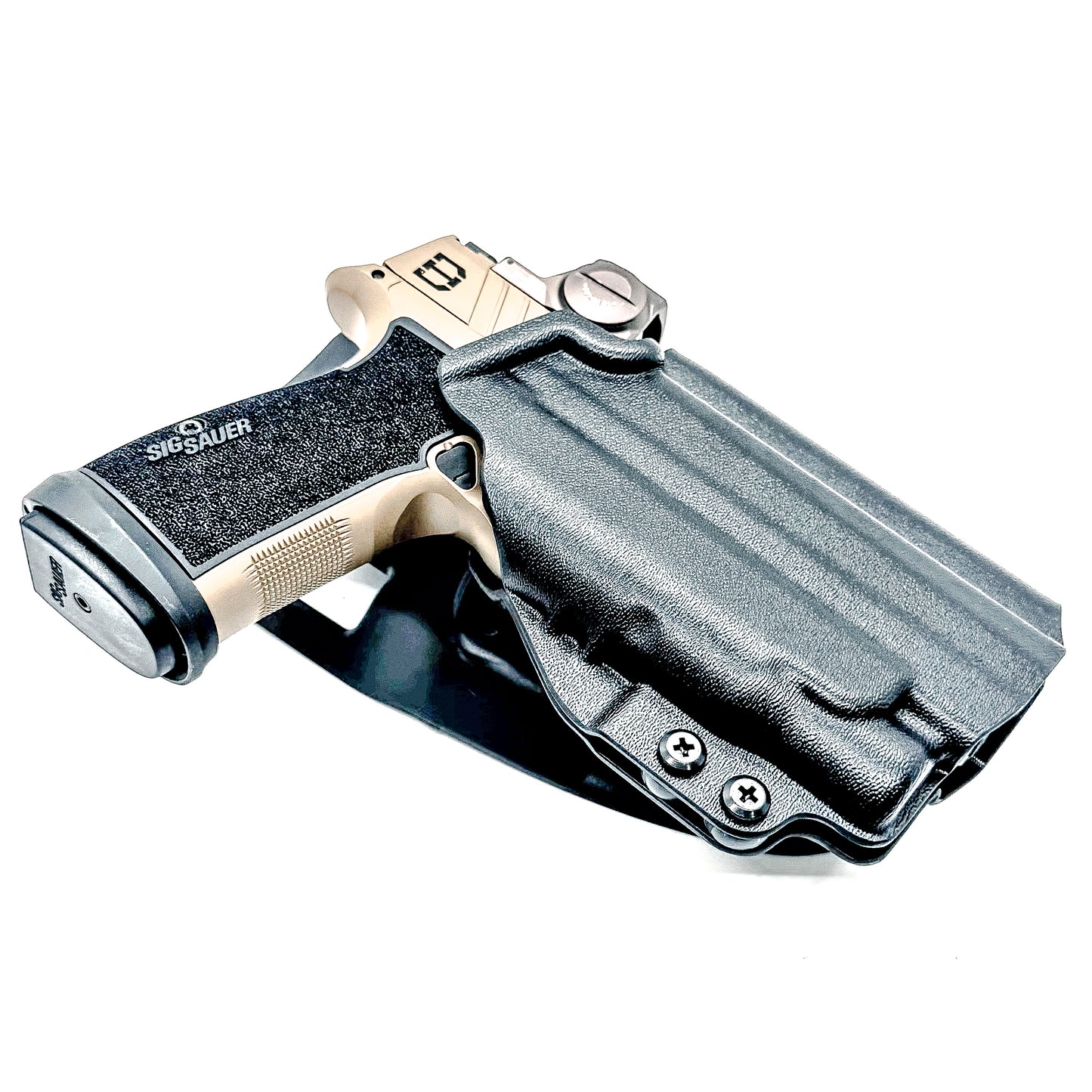 OWB holster for Sig Sauer P365-DH3 AXG with FOXTROT2R. Outside Waistband light duty & competition holster with adjustable retention and optics support.