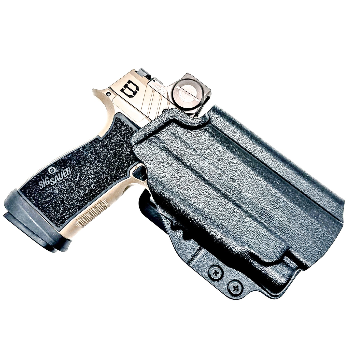 OWB holster for Sig Sauer P365-DH3 AXG with FOXTROT2R. Outside Waistband holster for range, training, and open carry with adjustable retention.