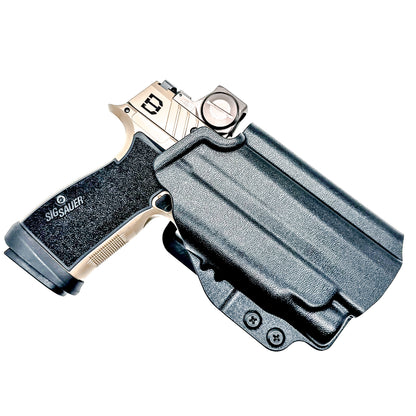 OWB holster for Sig Sauer P365-DH3 AXG with FOXTROT2R. Outside Waistband holster for range, training, and open carry with adjustable retention.