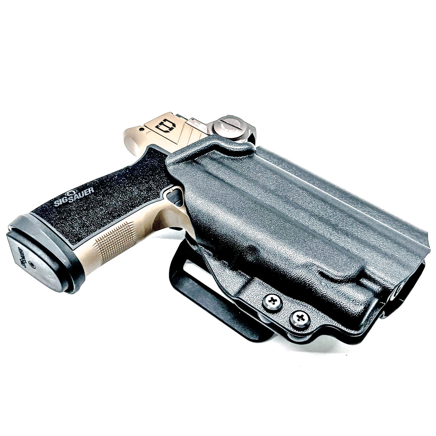 OWB holster for Sig Sauer P365-DH3 AXG with FOXTROT2R. Outside Waistband holster for range, training, and open carry with adjustable retention.