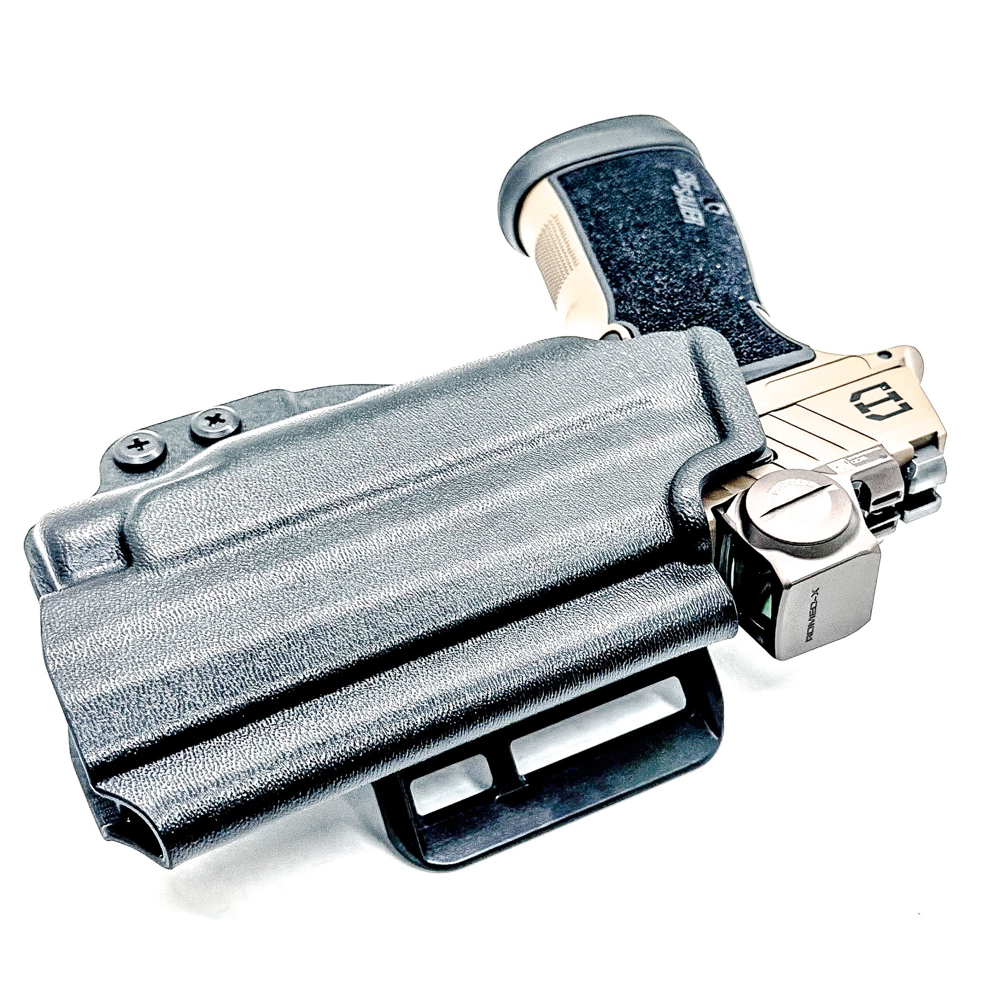 OWB holster for Sig Sauer P365-DH3 AXG with FOXTROT2R. Outside Waistband holster for range, training, and open carry with adjustable retention.