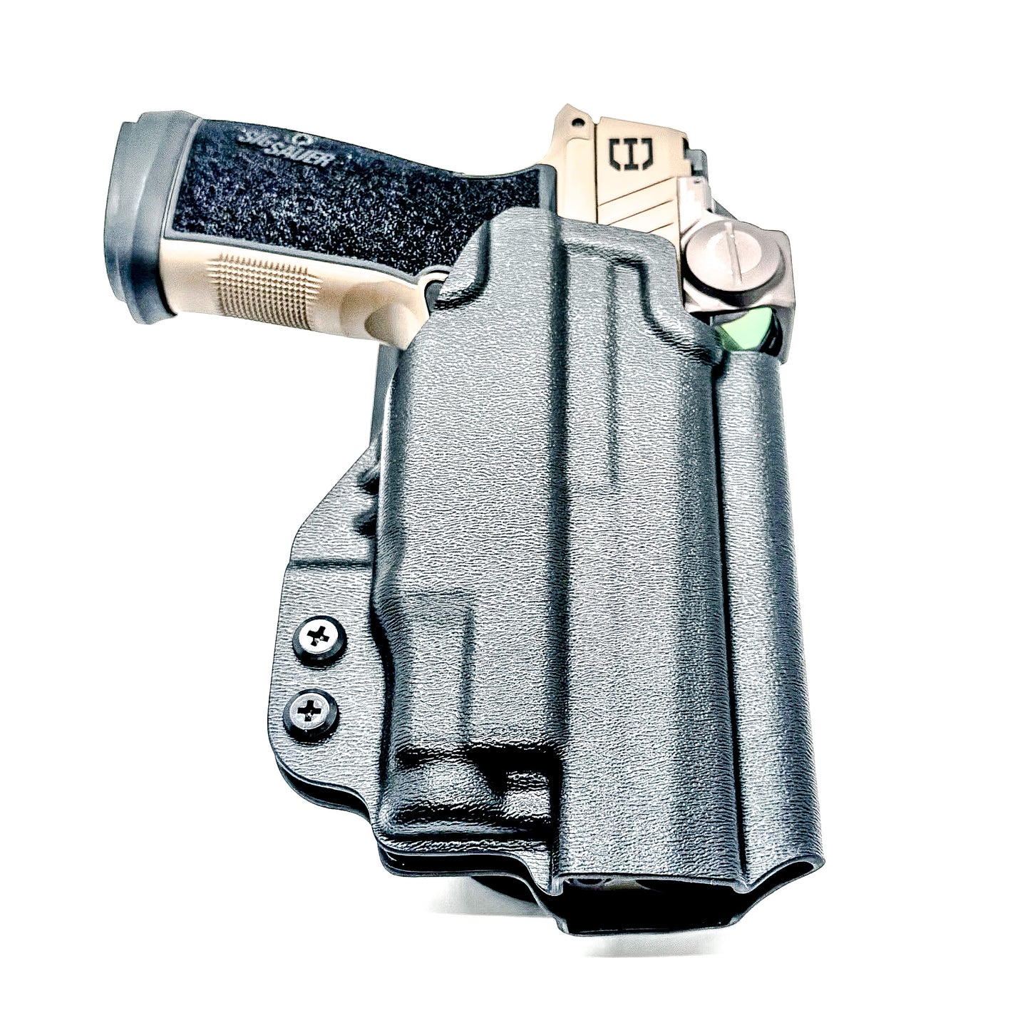 OWB holster for Sig Sauer P365-DH3 AXG with TLR-7 Sub. Outside Waistband light duty & competition holster with adjustable retention and optics support.