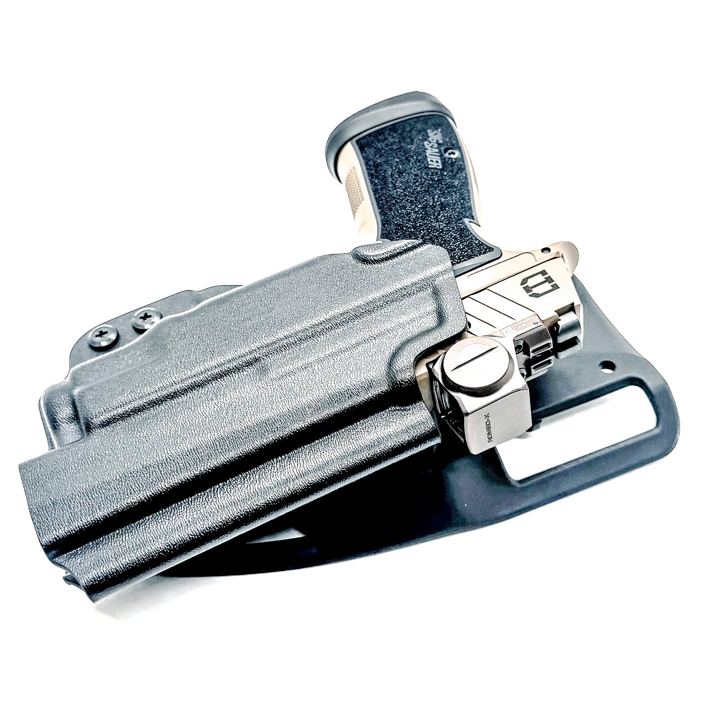 OWB holster for Sig Sauer P365-DH3 AXG with TLR-7 Sub. Outside Waistband light duty & competition holster with adjustable retention and optics support.